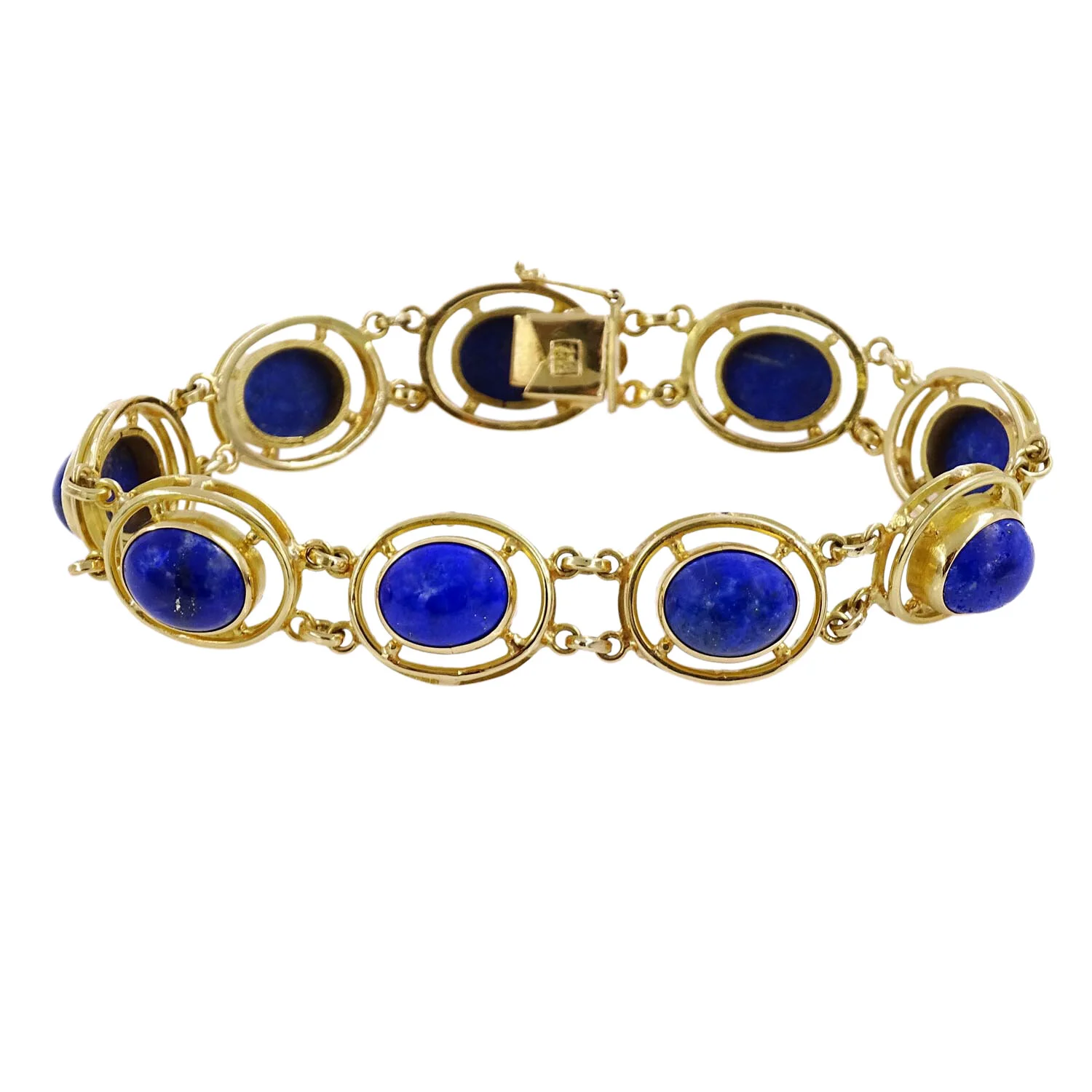 Oval Lapis Lazuli Gold Bracelet