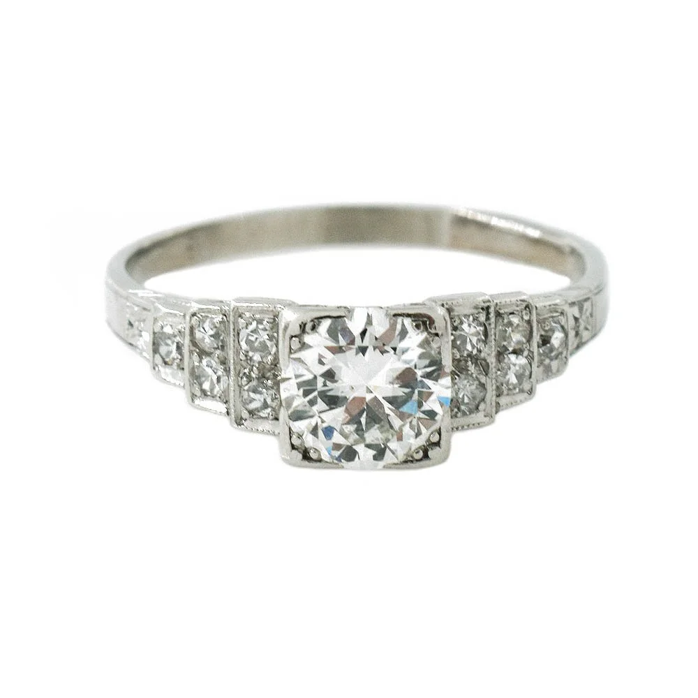 Art Deco Diamond Engagement Ring Platinum 0.75 Carat