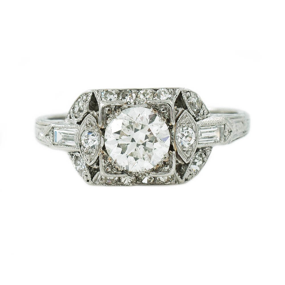 Antique Diamond Ring Platinum 0.60 Carat