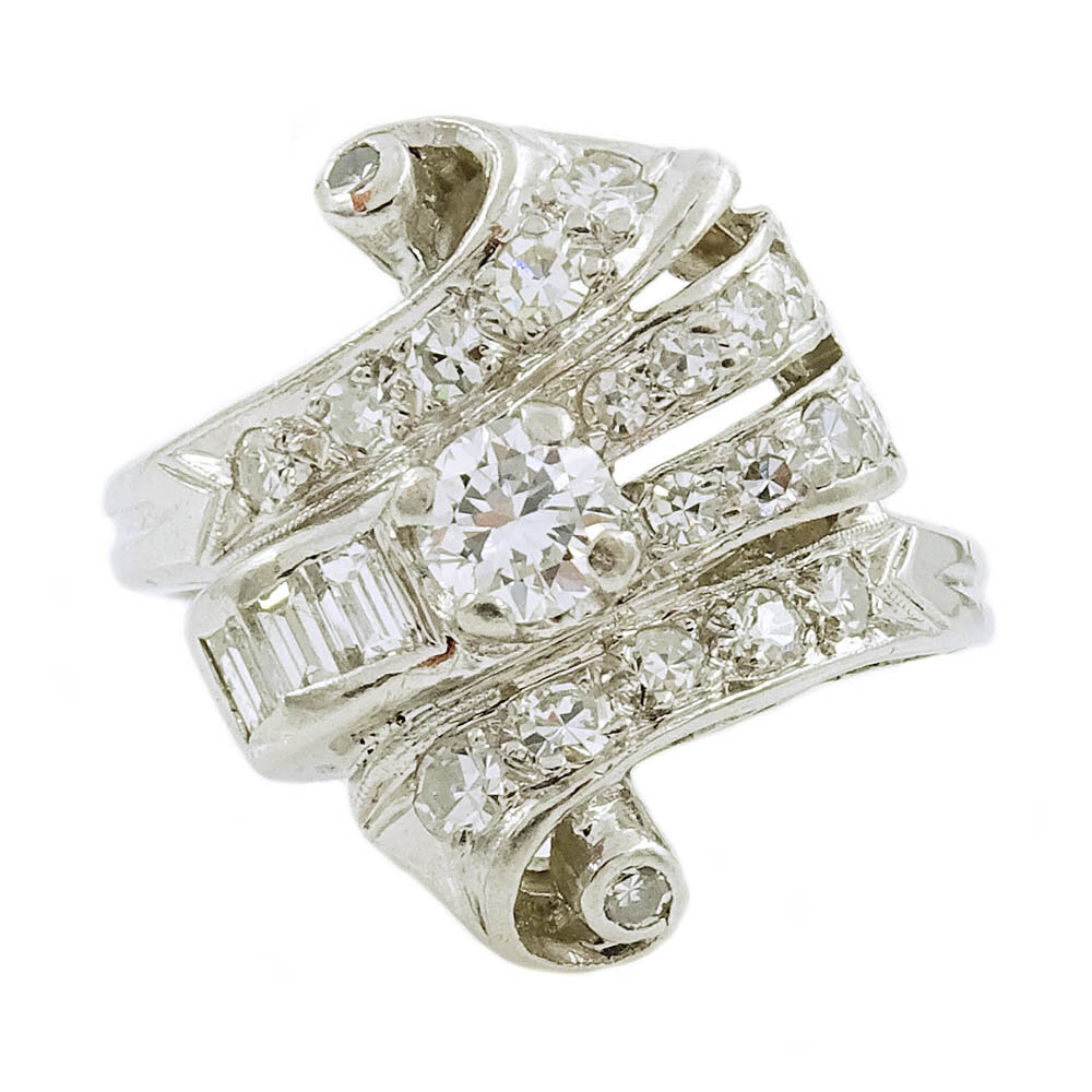 Ribbon Diamond Platinum Ring