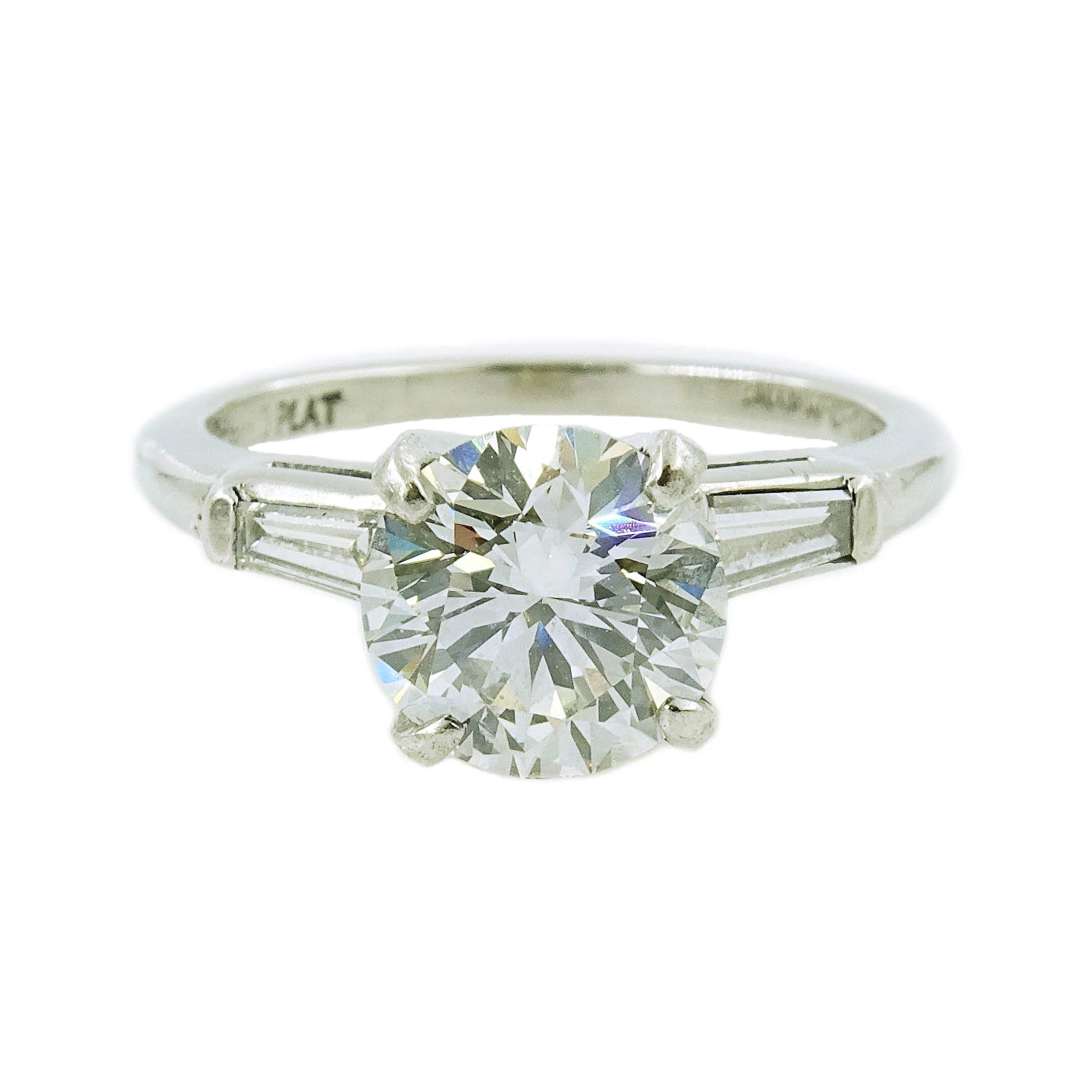 Vintage Diamond Engagement Ring Platinum 1.77 Carat GIA Report
