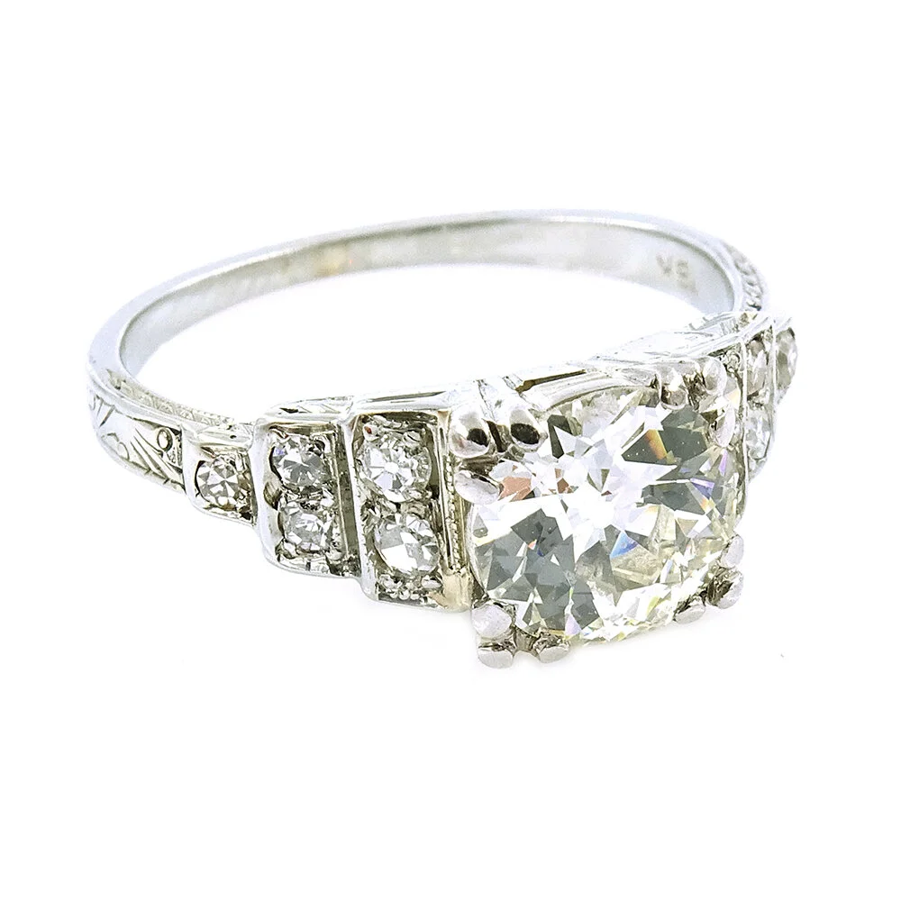 Antique Diamond Engagement Ring Gold 1.03 Carat