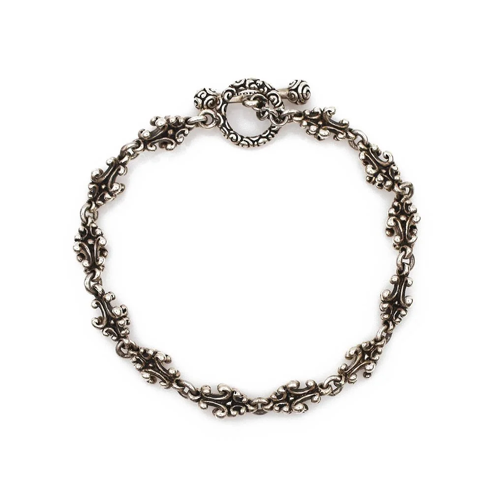 3-D Scroll Fancy Link Bracelet Sterling Silver