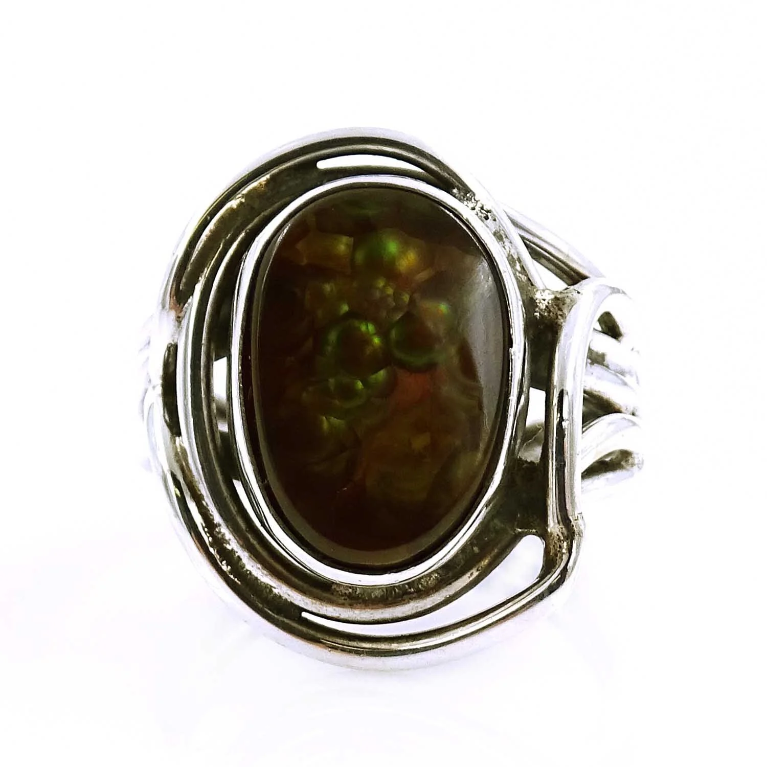 Oval Fire Agate Silver Ring