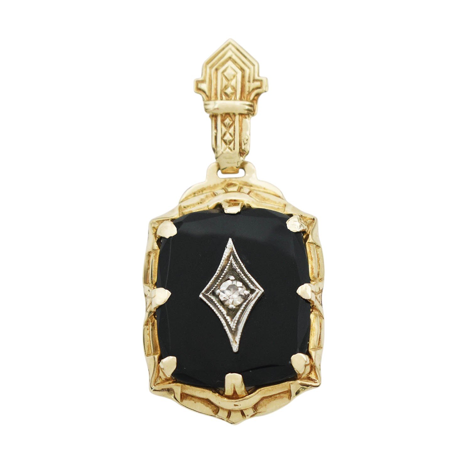 Art Deco Onyx Diamond Pendant