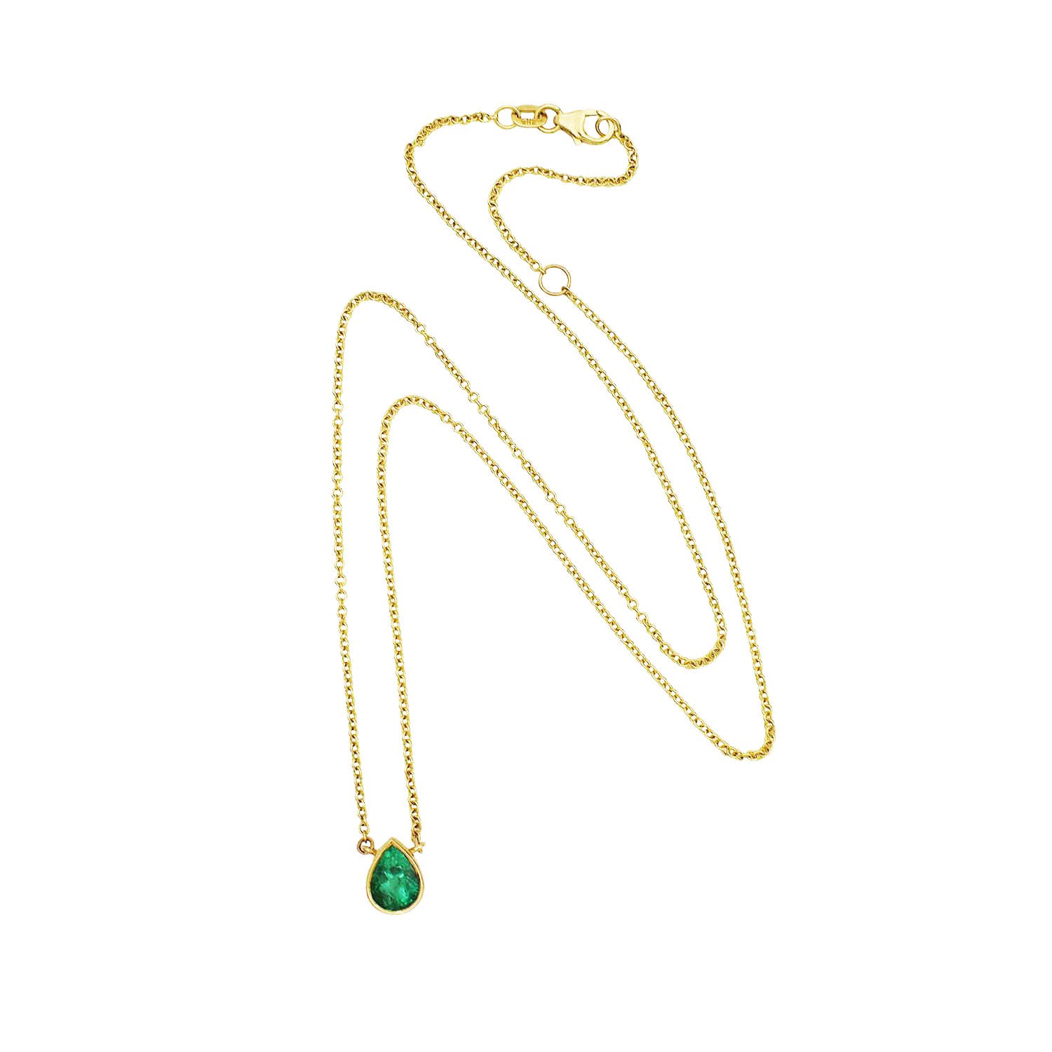 Pear Emerald Necklace Yellow Gold