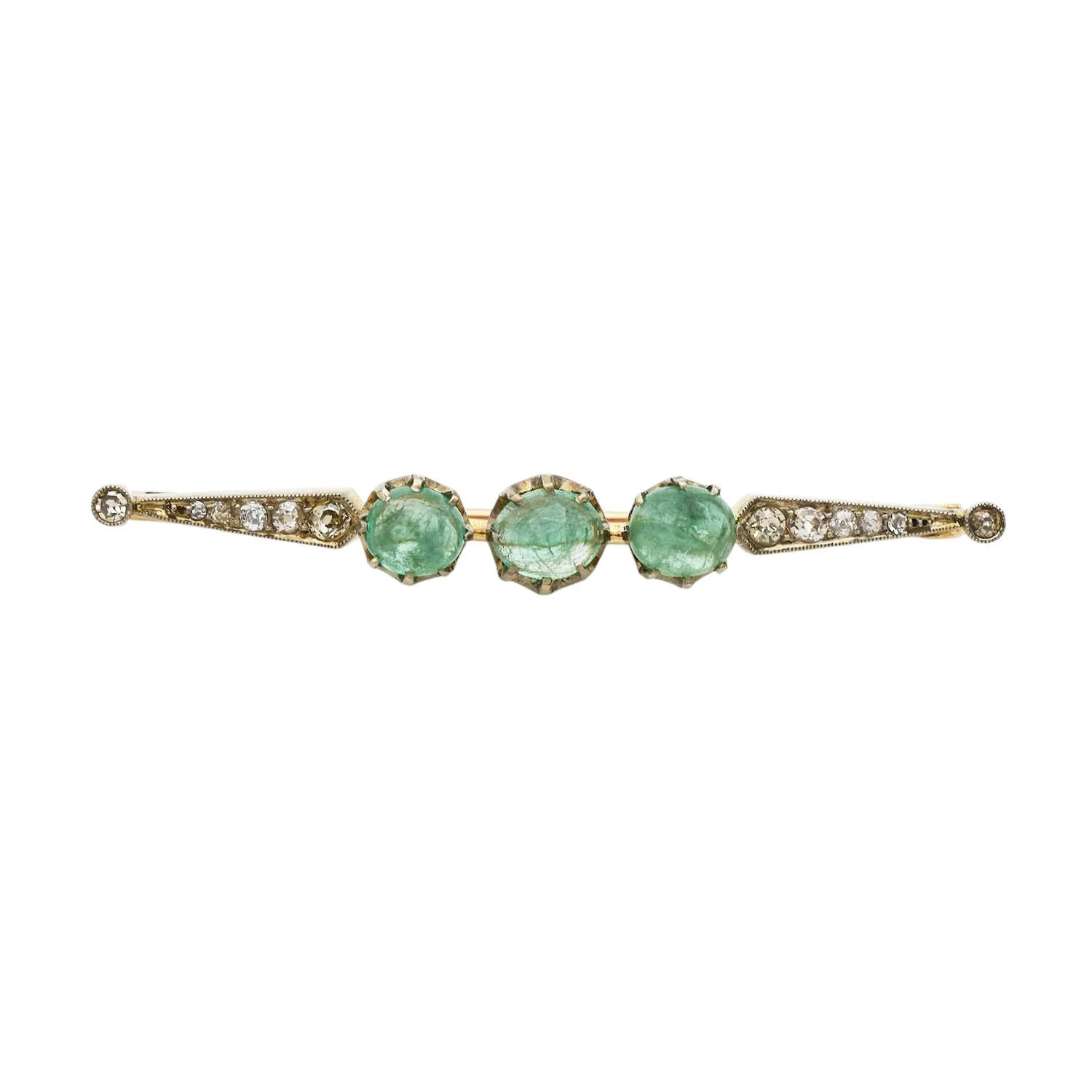 Antique Emerald Diamond Brooch Pin