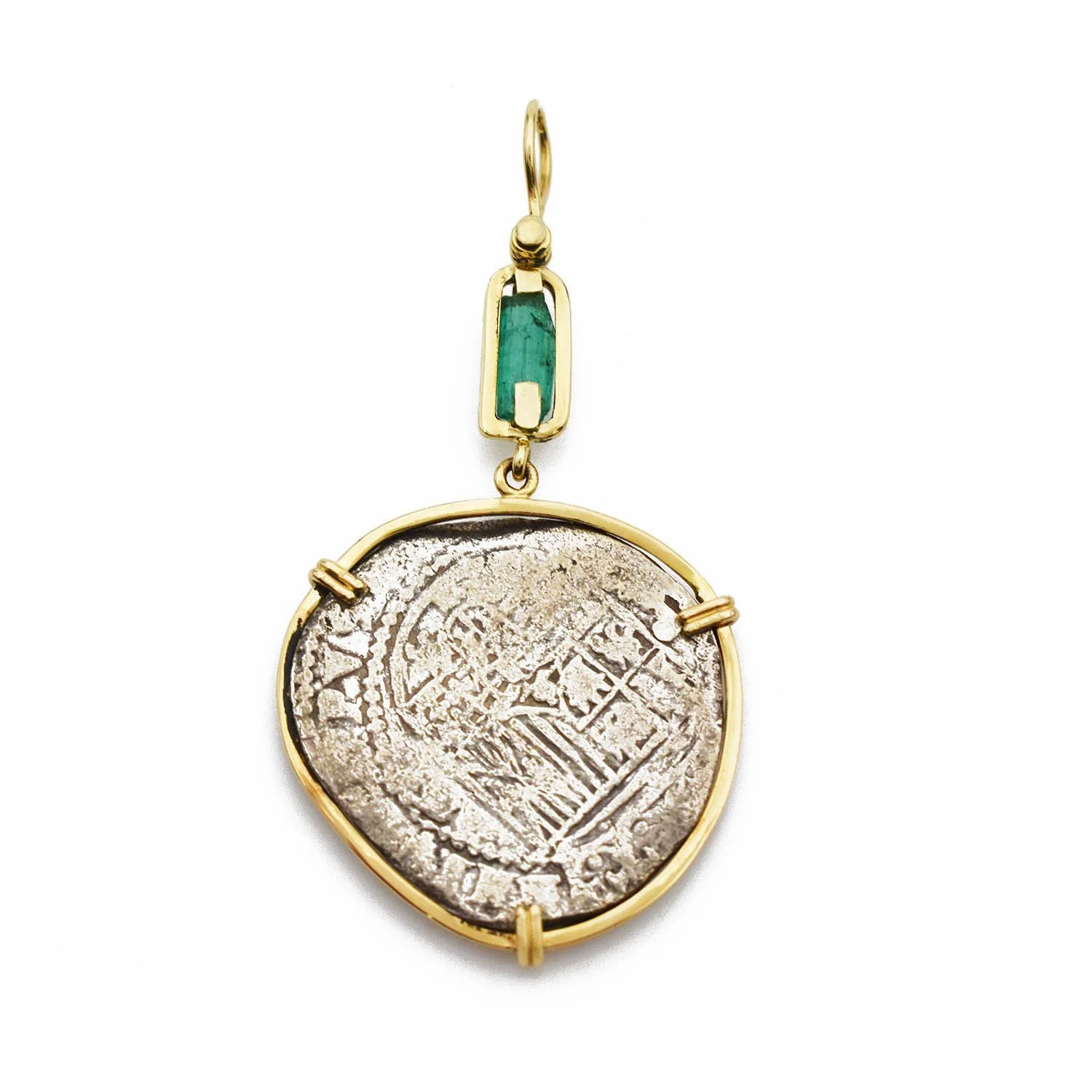 Cob Coin and Emerald Pendant Gold