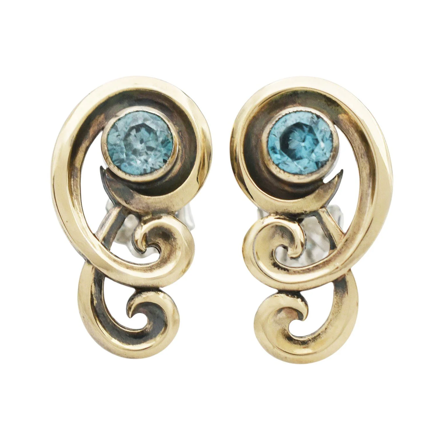 Blue Zircon Swirl Earrings