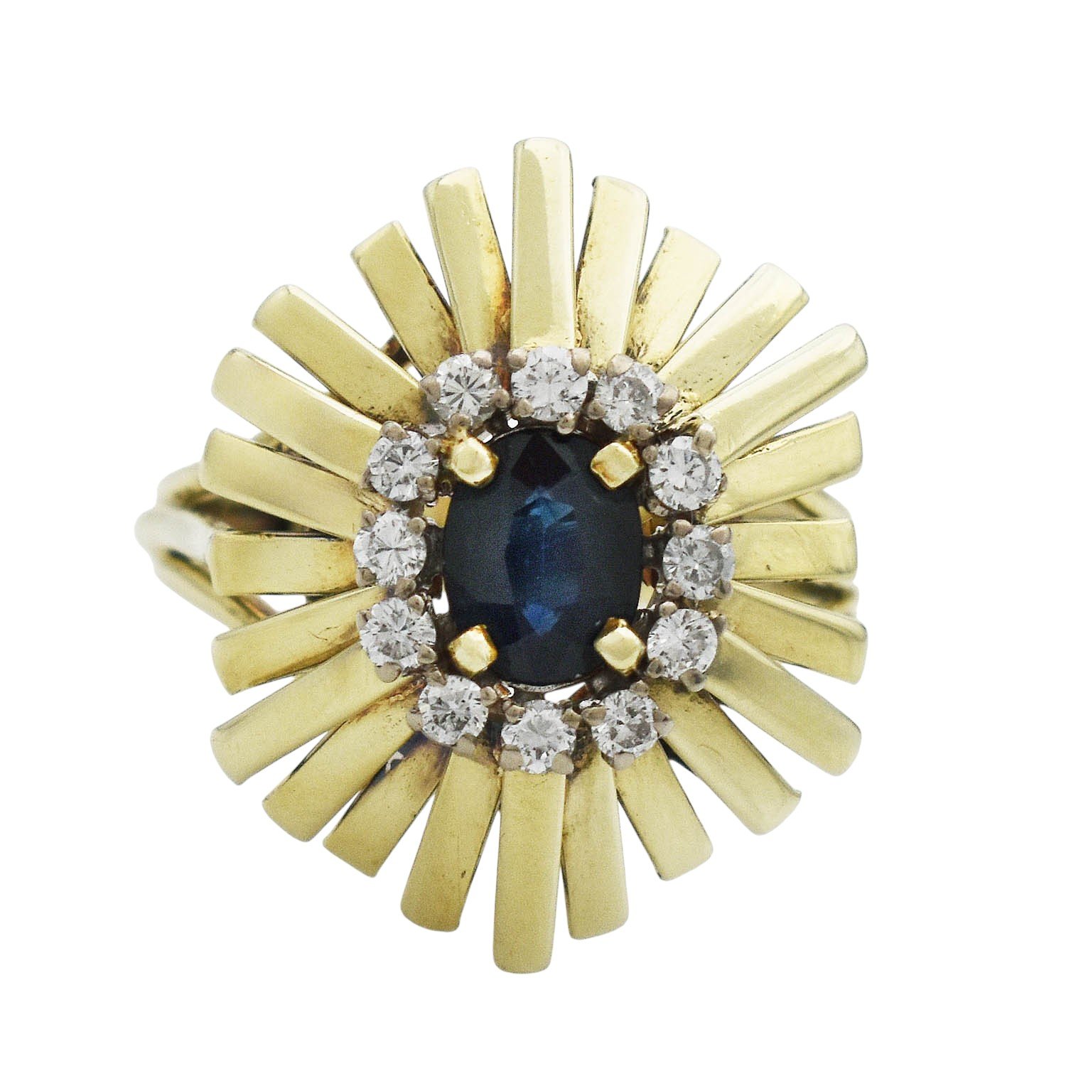 Vintage Sapphire Diamond Ballerina Style Ring