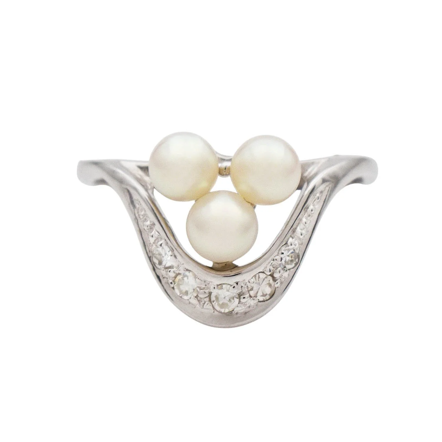 Vintage Pearl and Diamond Ring Gold