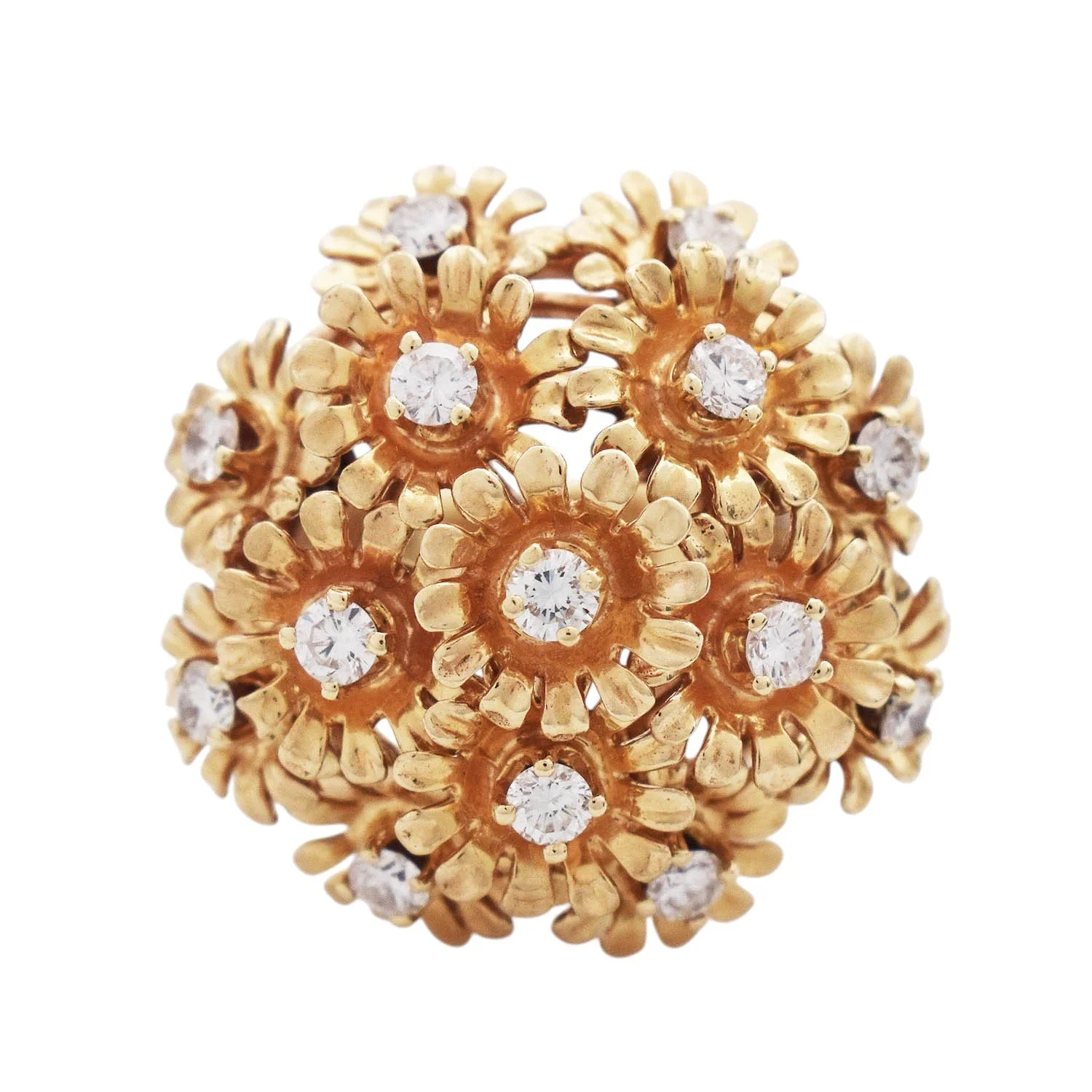 Spinning Sunflower Diamond Ring Rose Gold