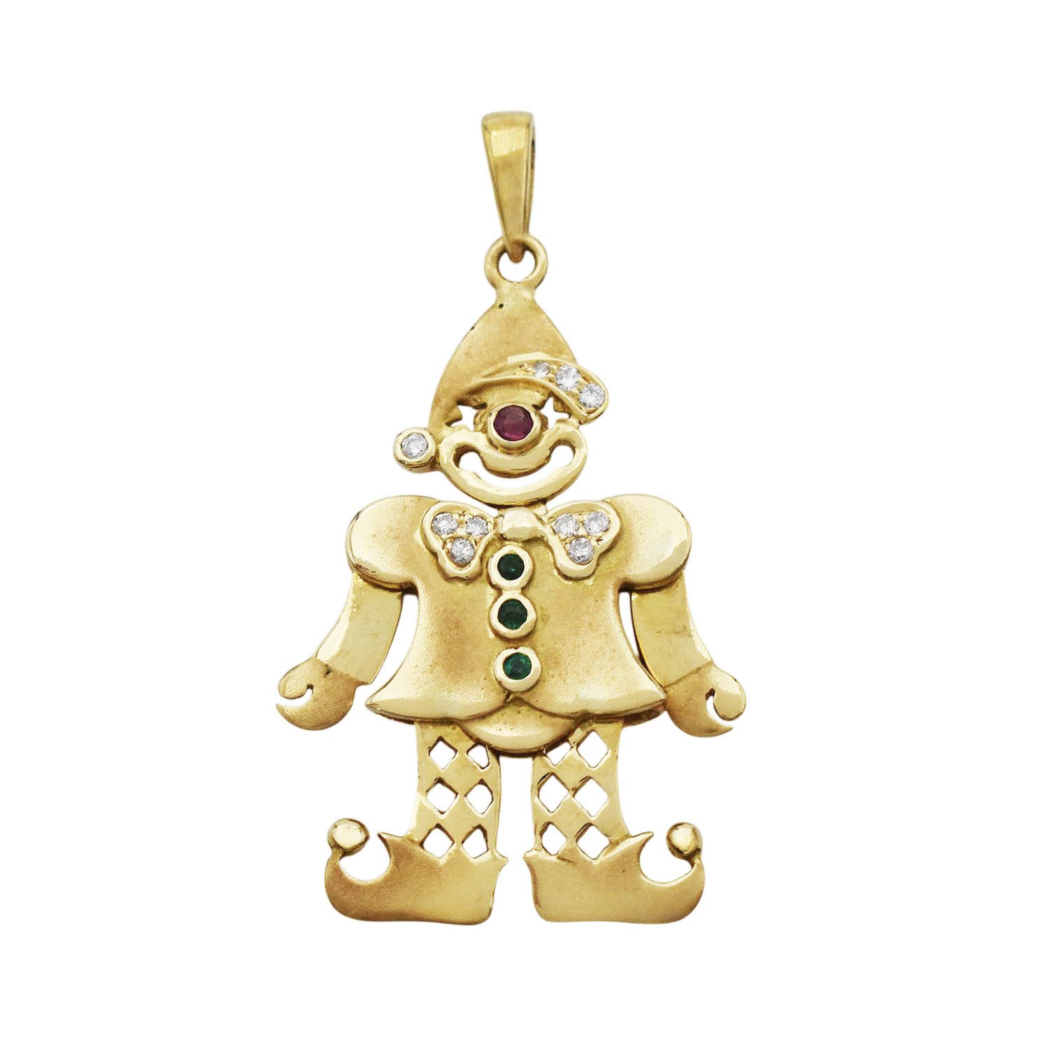 Articulated Clown Pendant Yellow Gold
