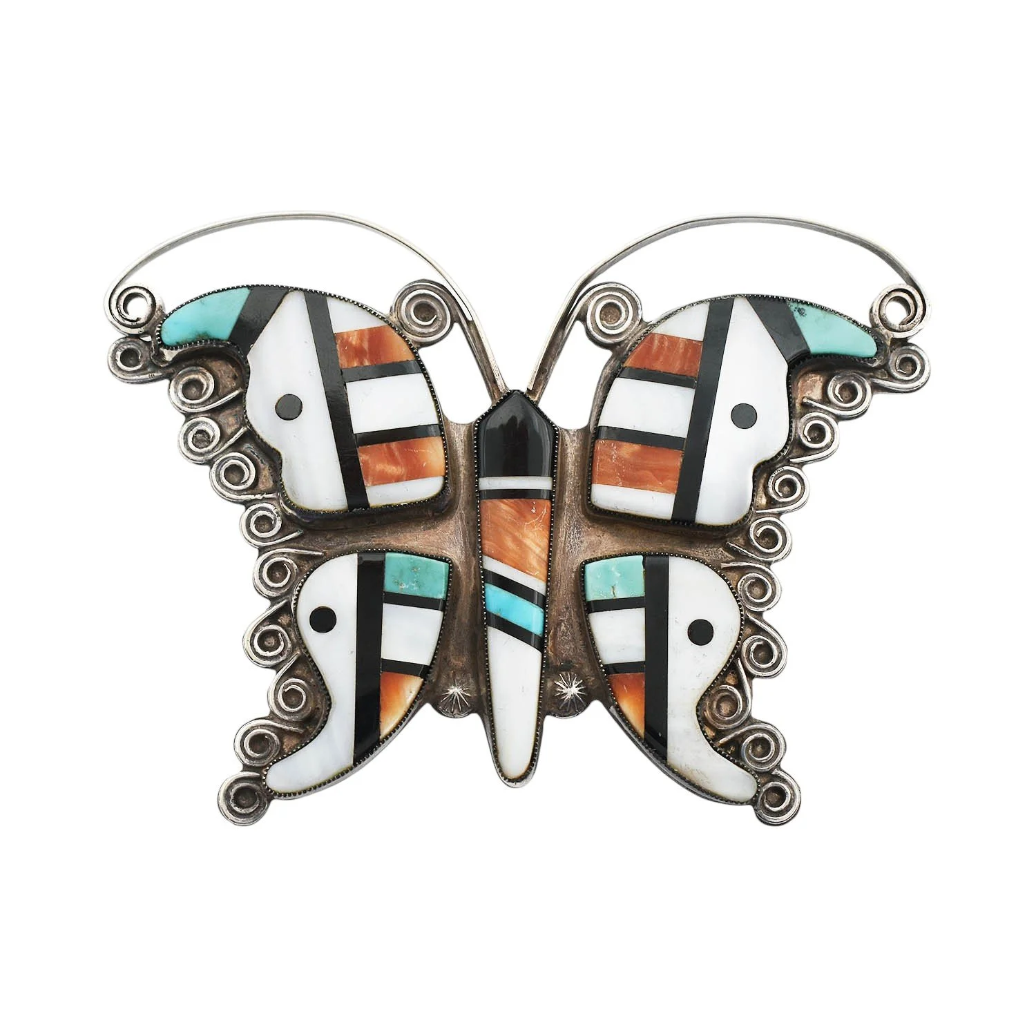 Multi Stone Inlay Butterfly Pin