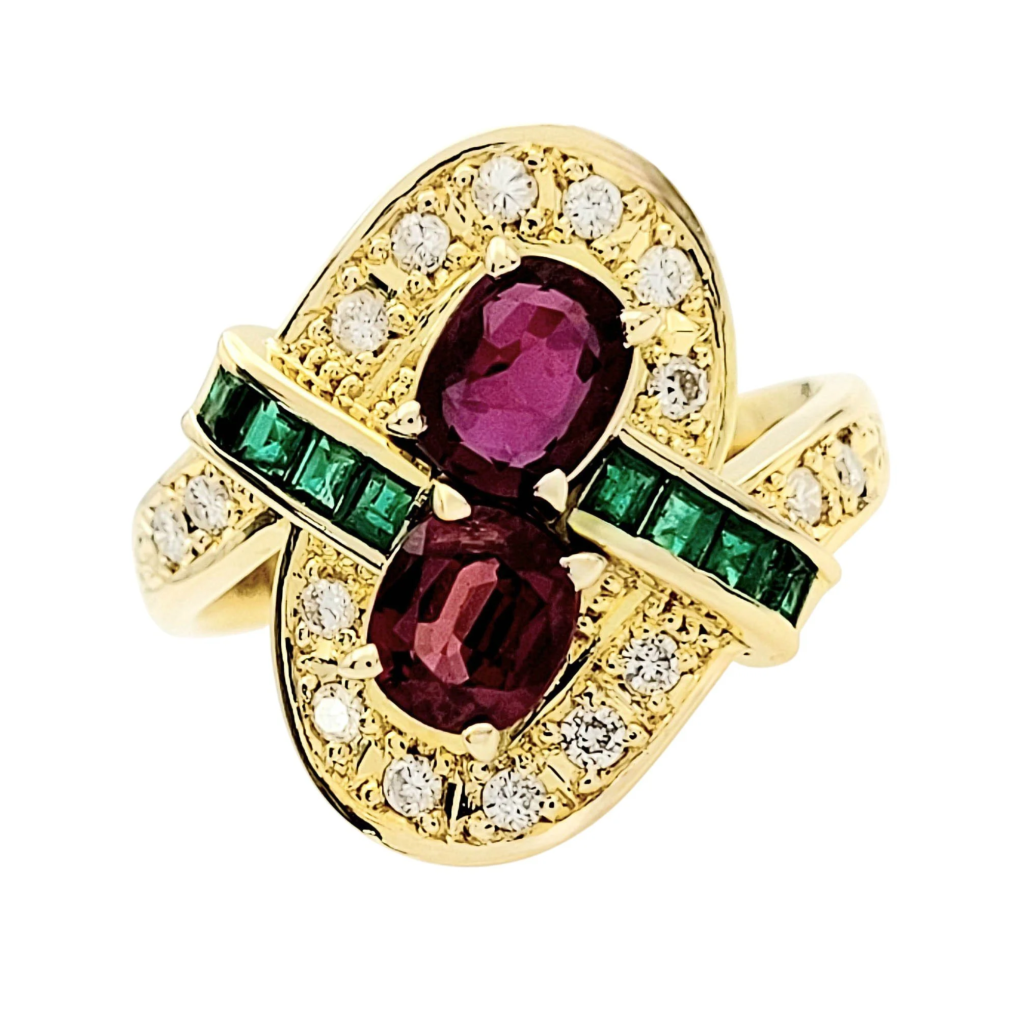 Ruby Emerald Diamond Ring Gold