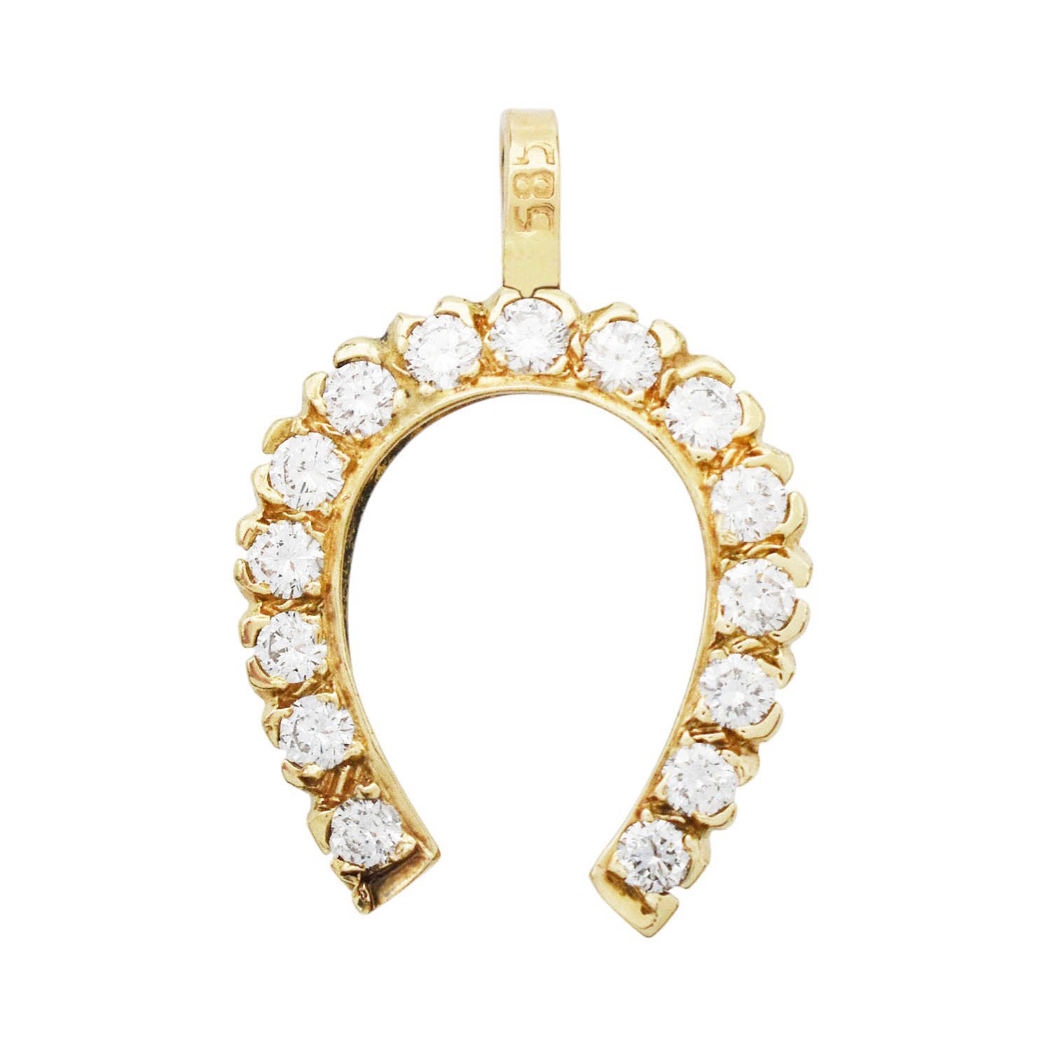 Vintage Diamond Horseshoe Pendant Gold