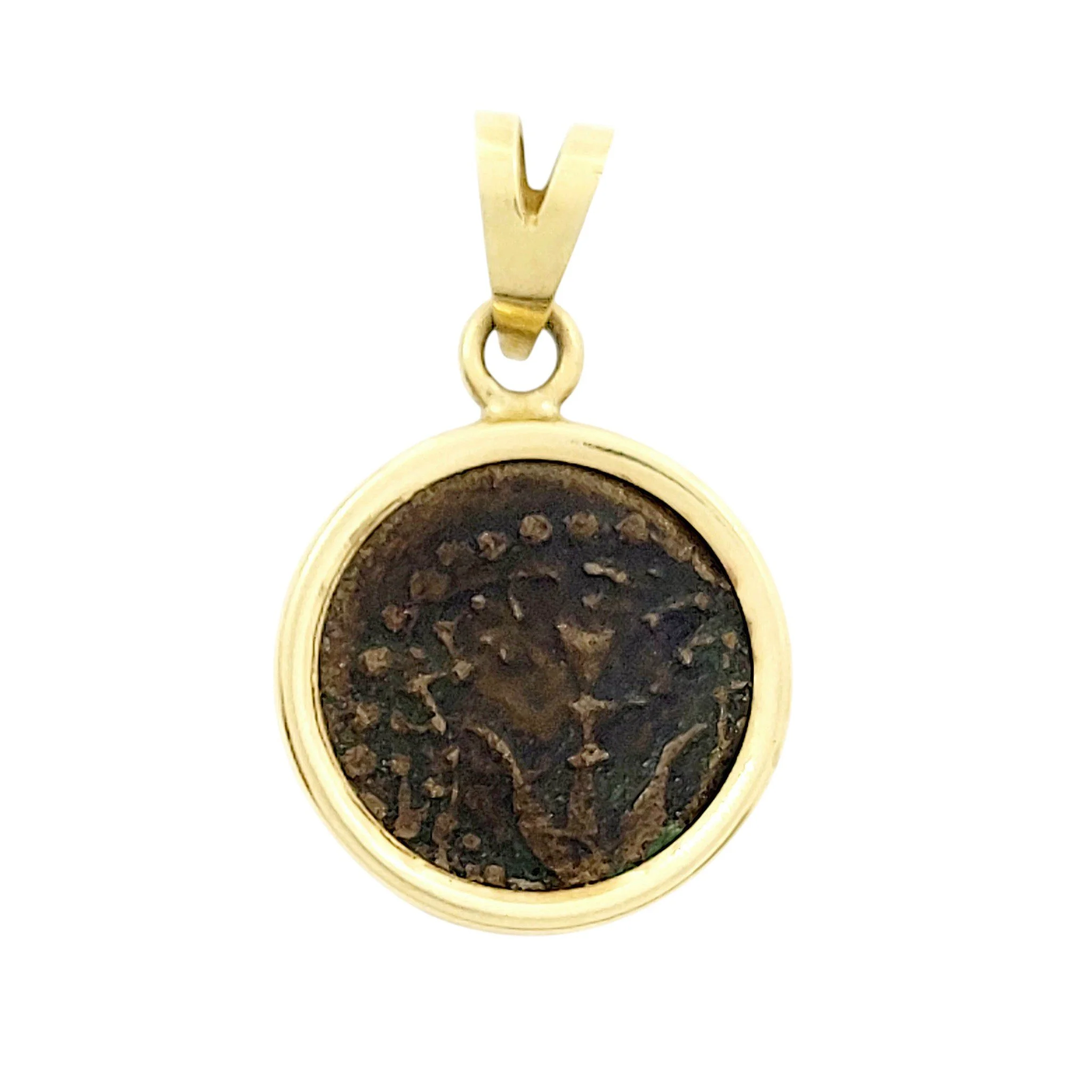 Widow's Mite Ancient Coin Pendant Gold Bezel