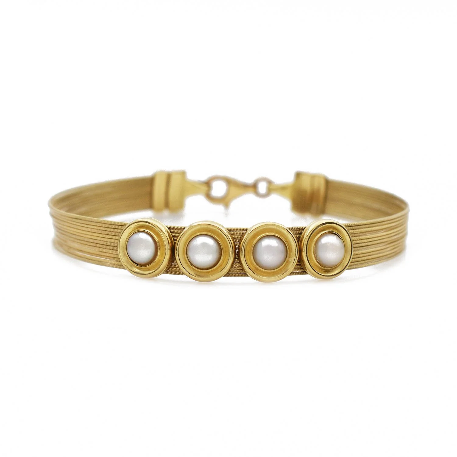 Button Pearl Slide Bracelet Gold