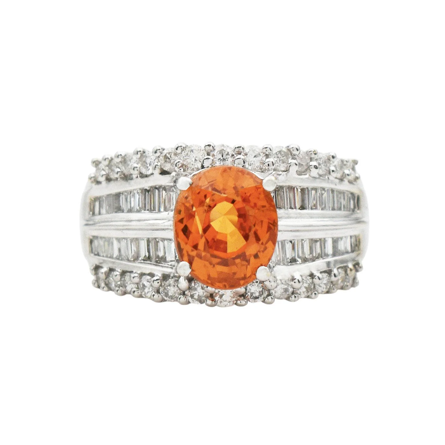 18K Mandarin Garnet Diamond Ring
