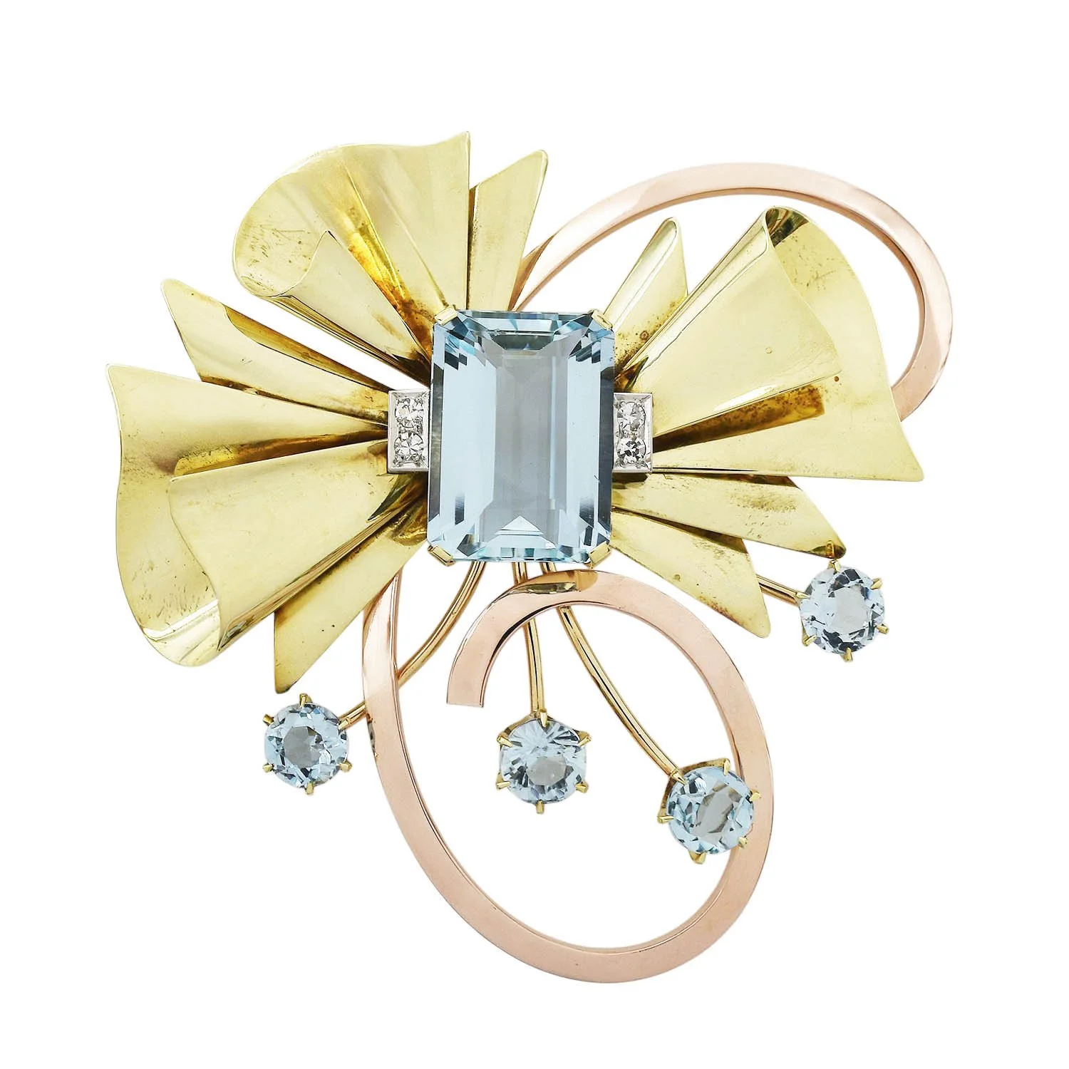 Retro Aquamarine Brooch - Lester & Co.