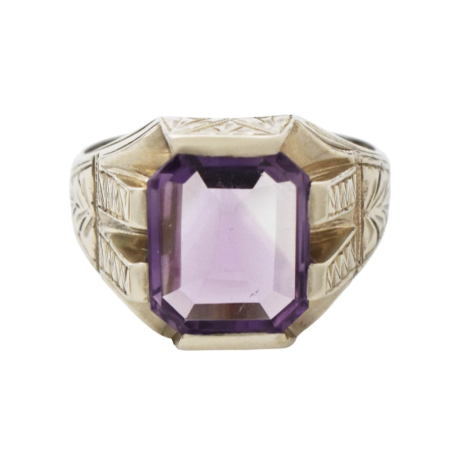 Art Deco Emerald Cut Amethyst Ring