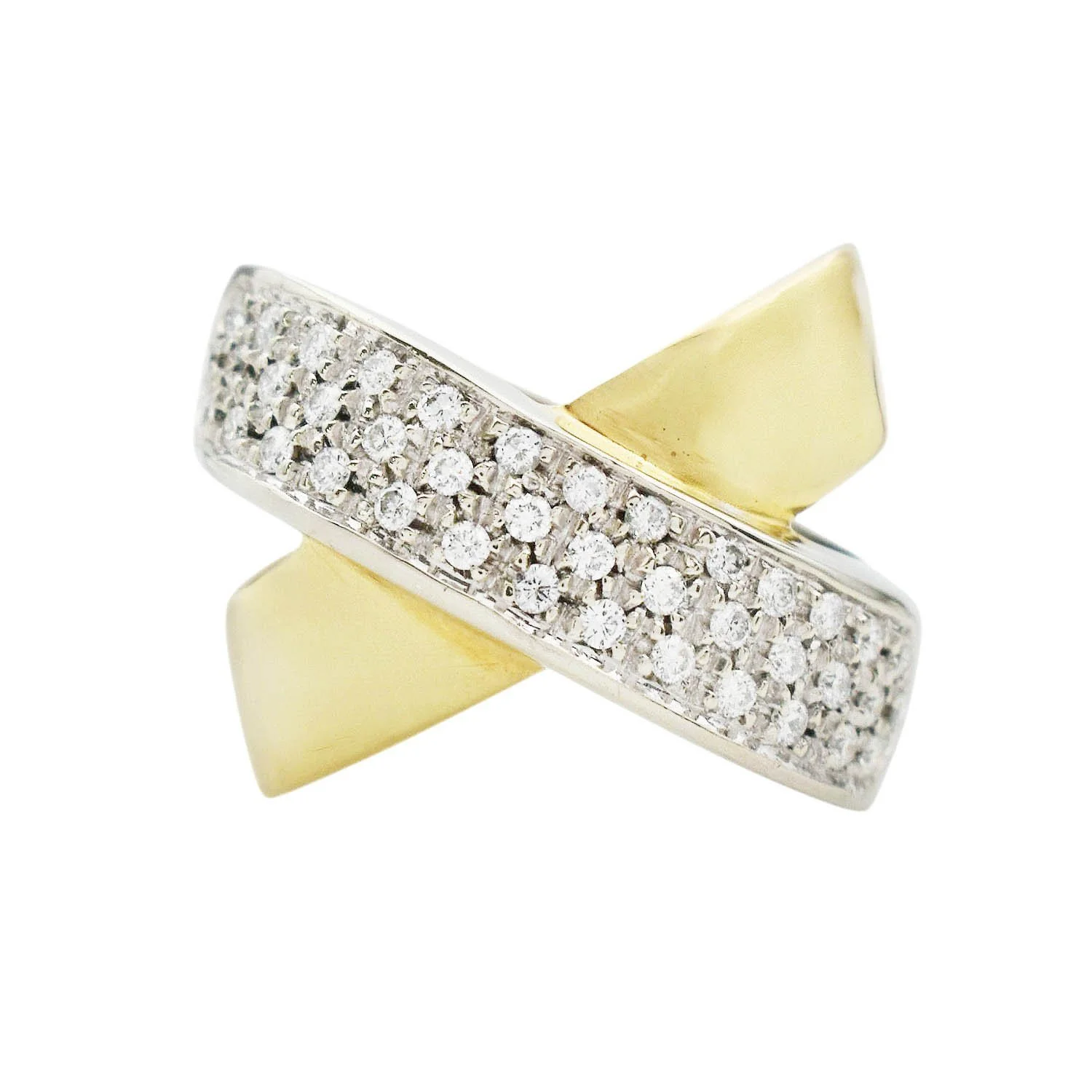 18K Diamond Crossover Ring