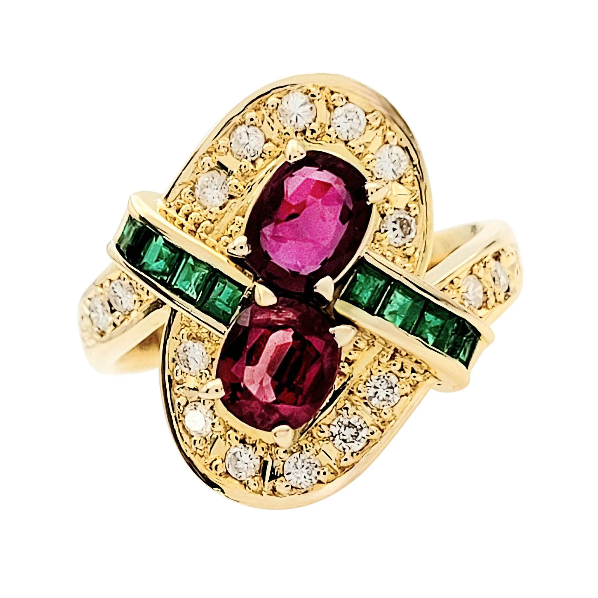 Ruby Emerald Diamond Ring Gold