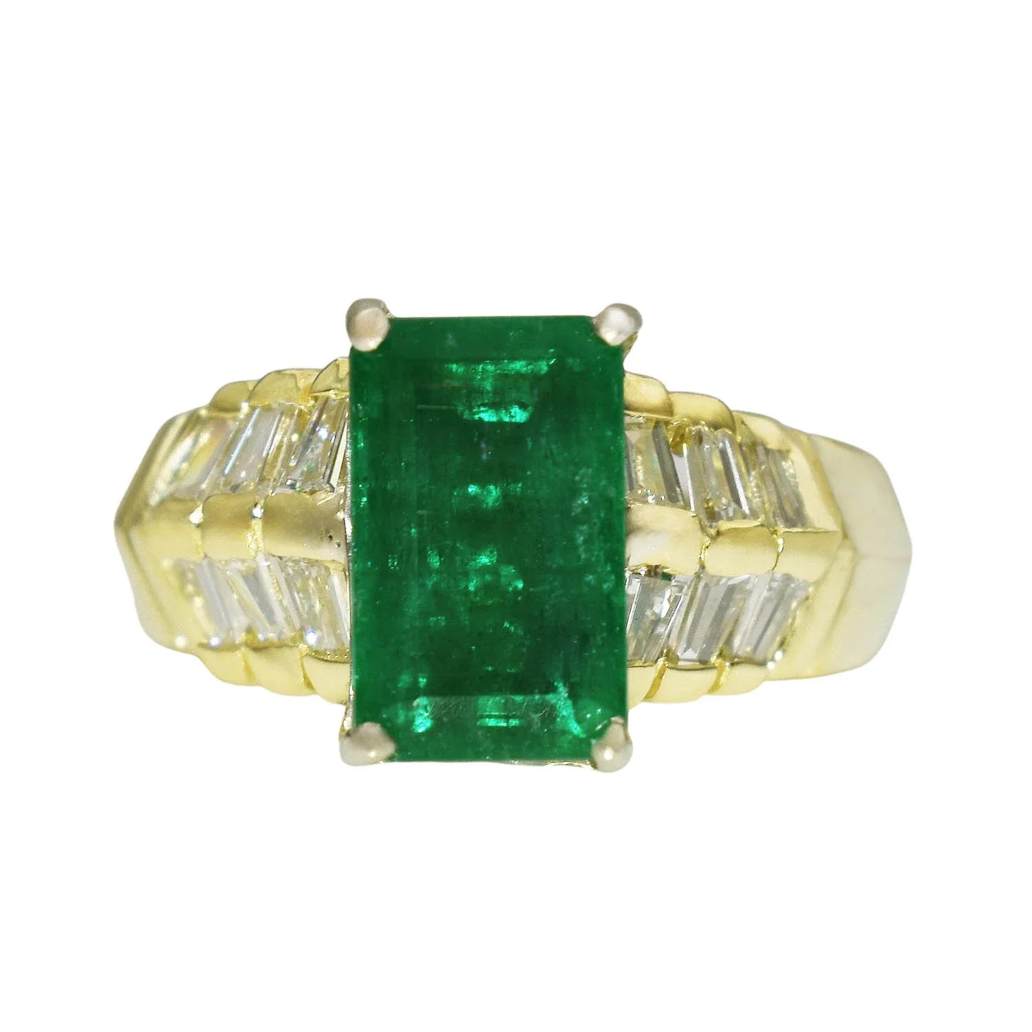 Vintage 1970s Emerald Diamond Ring - GIA