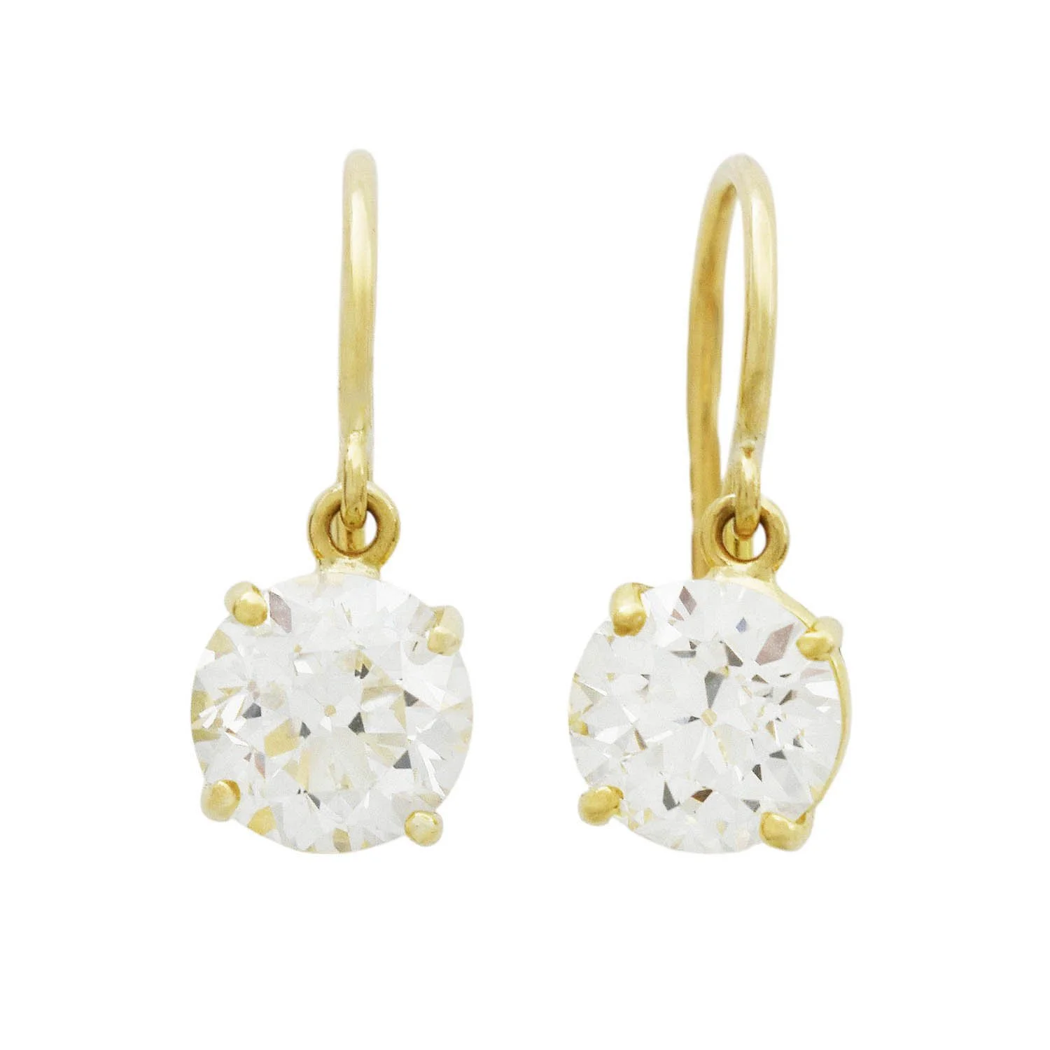 2.76 Carat 18K Diamond Dangle Earrings - GIA