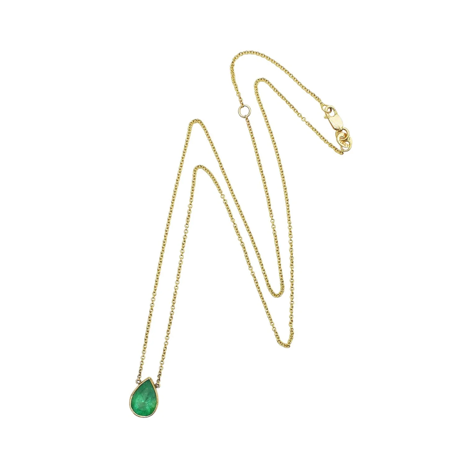 18K Pear Cut Emerald Necklace