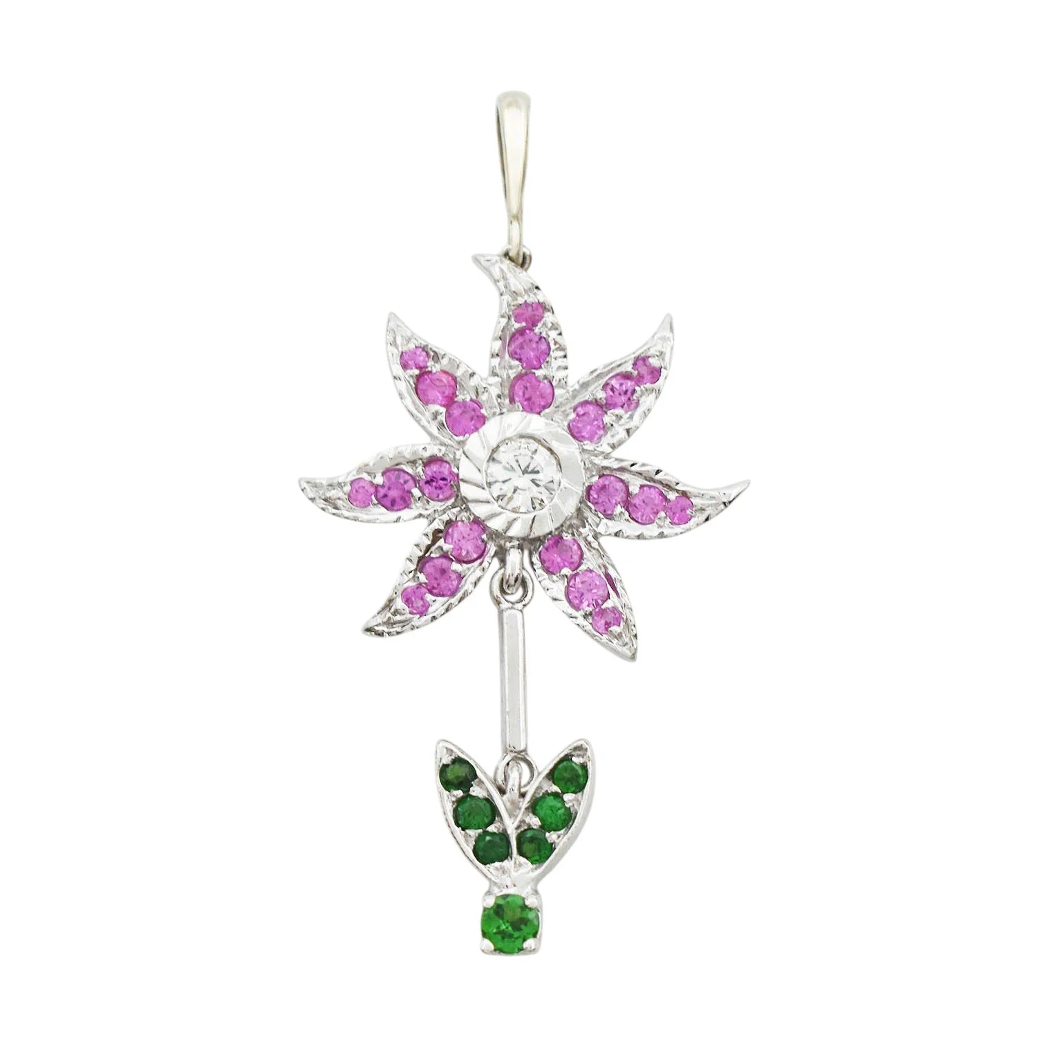 18K Pink Sapphire Flower Pendant