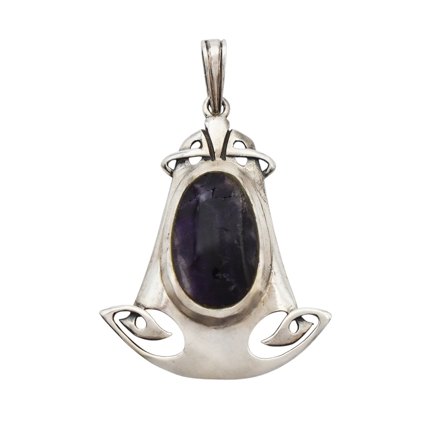 Art Nouveau Style Fluorite Silver Pendant