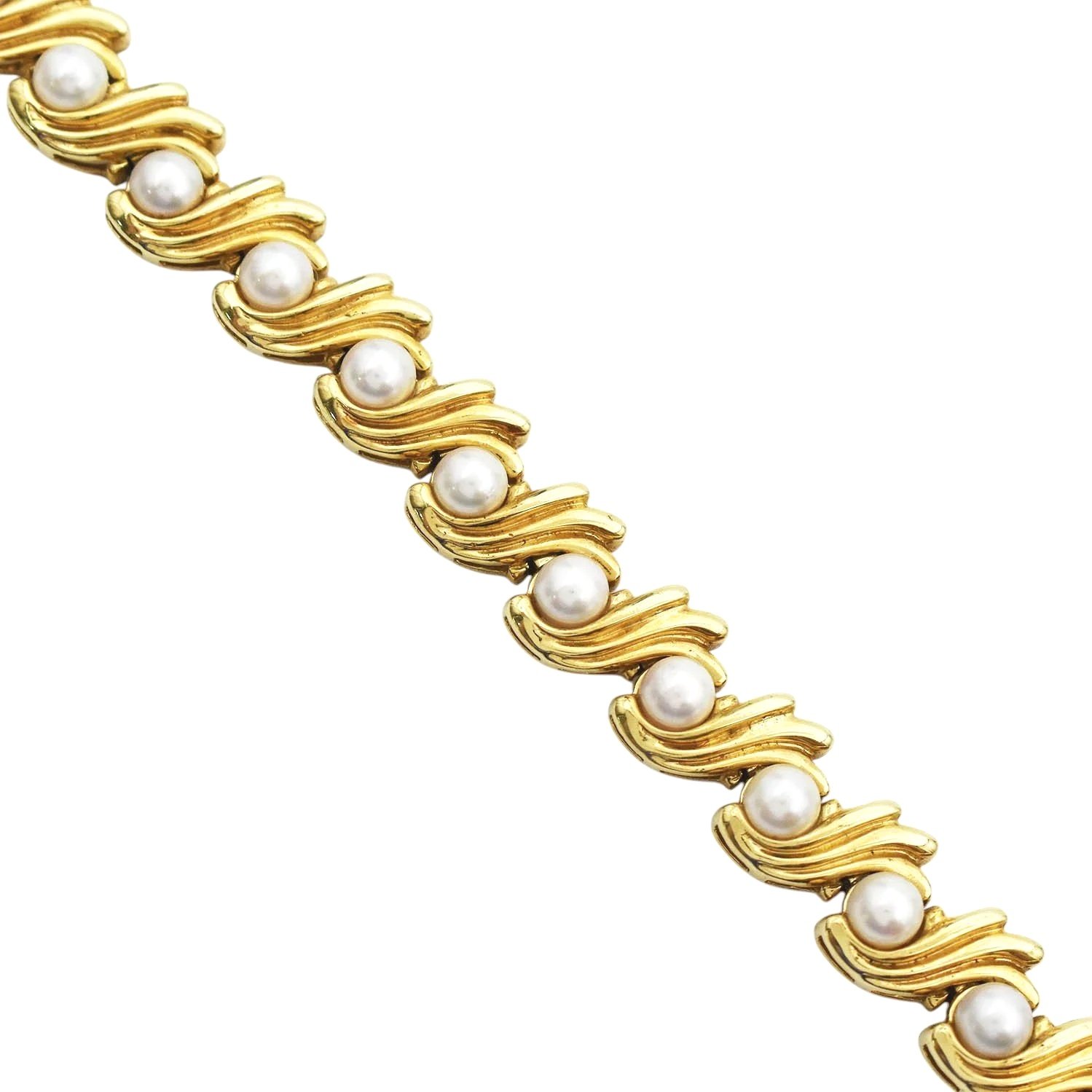 Vintage Akoya Pearl Wave Bracelet
