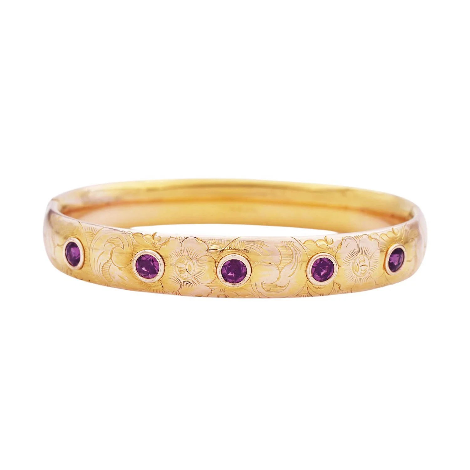 Victorian Amethyst Paste Gold Fill Bangle