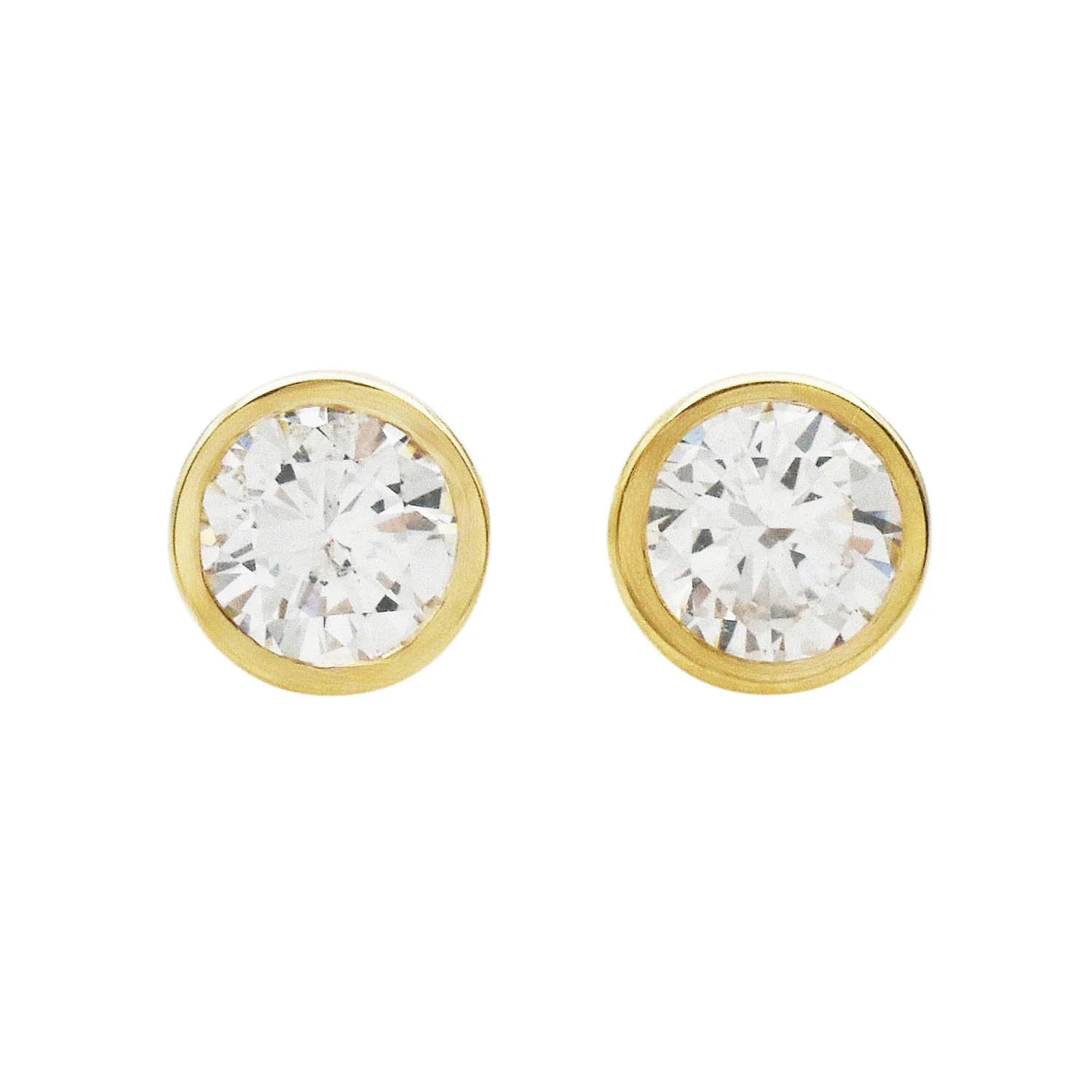 Bezel Set Diamond Stud Earrings 0.88CTTW