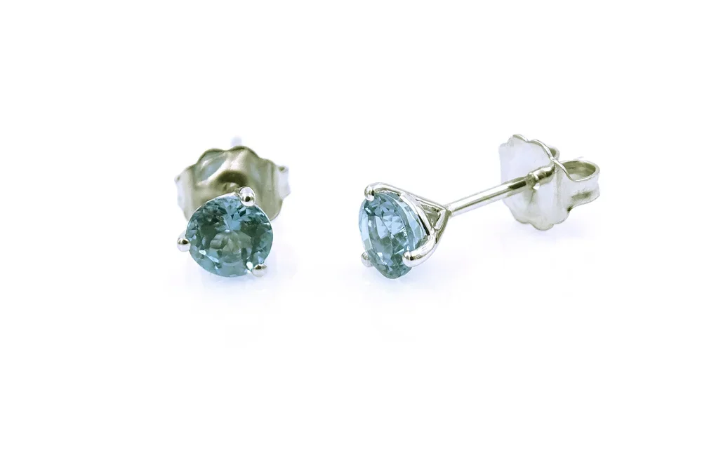 Aquamarine White Gold Stud Earrings 5mm