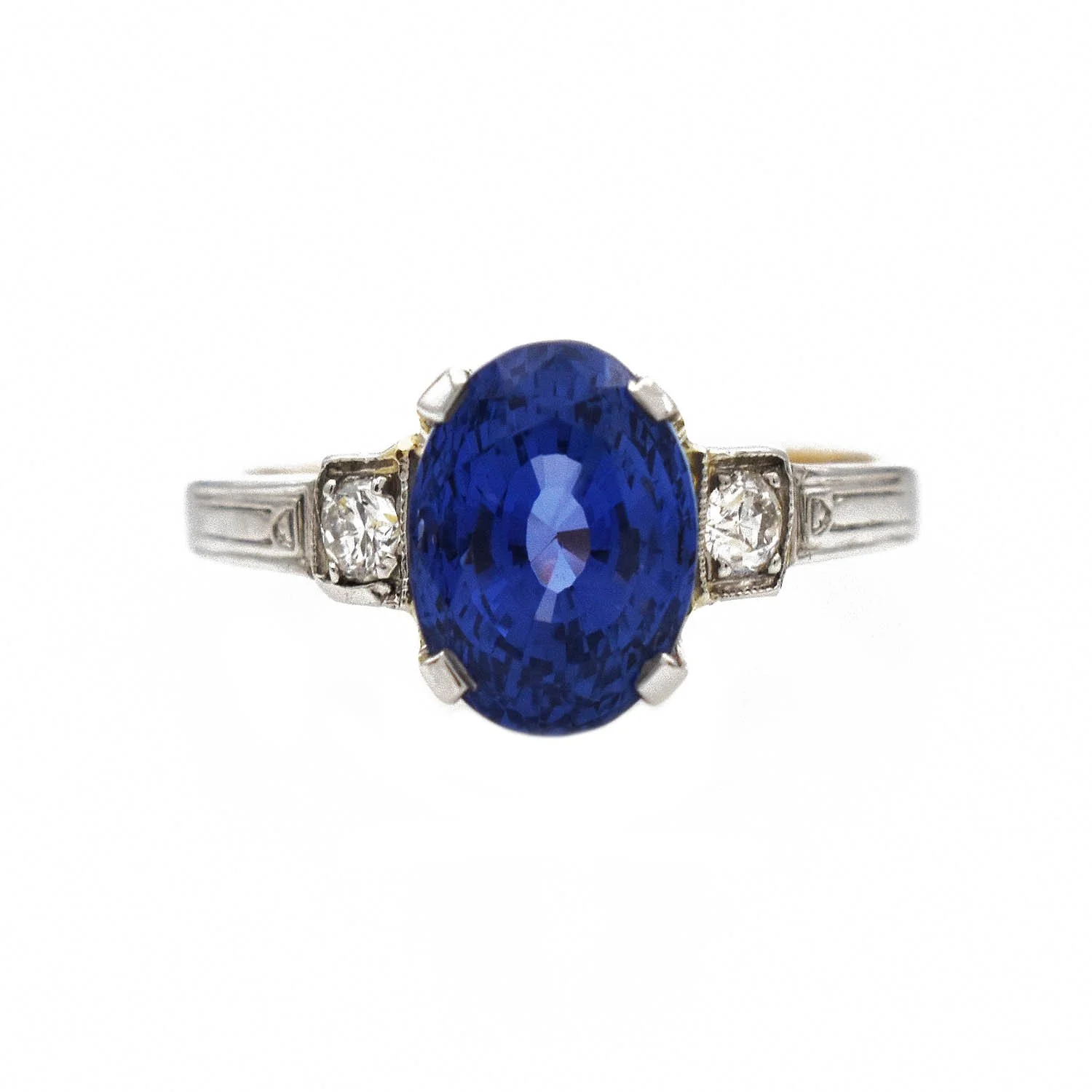 Edwardian No-Heat Ceylon Sapphire Ring with GIA Report