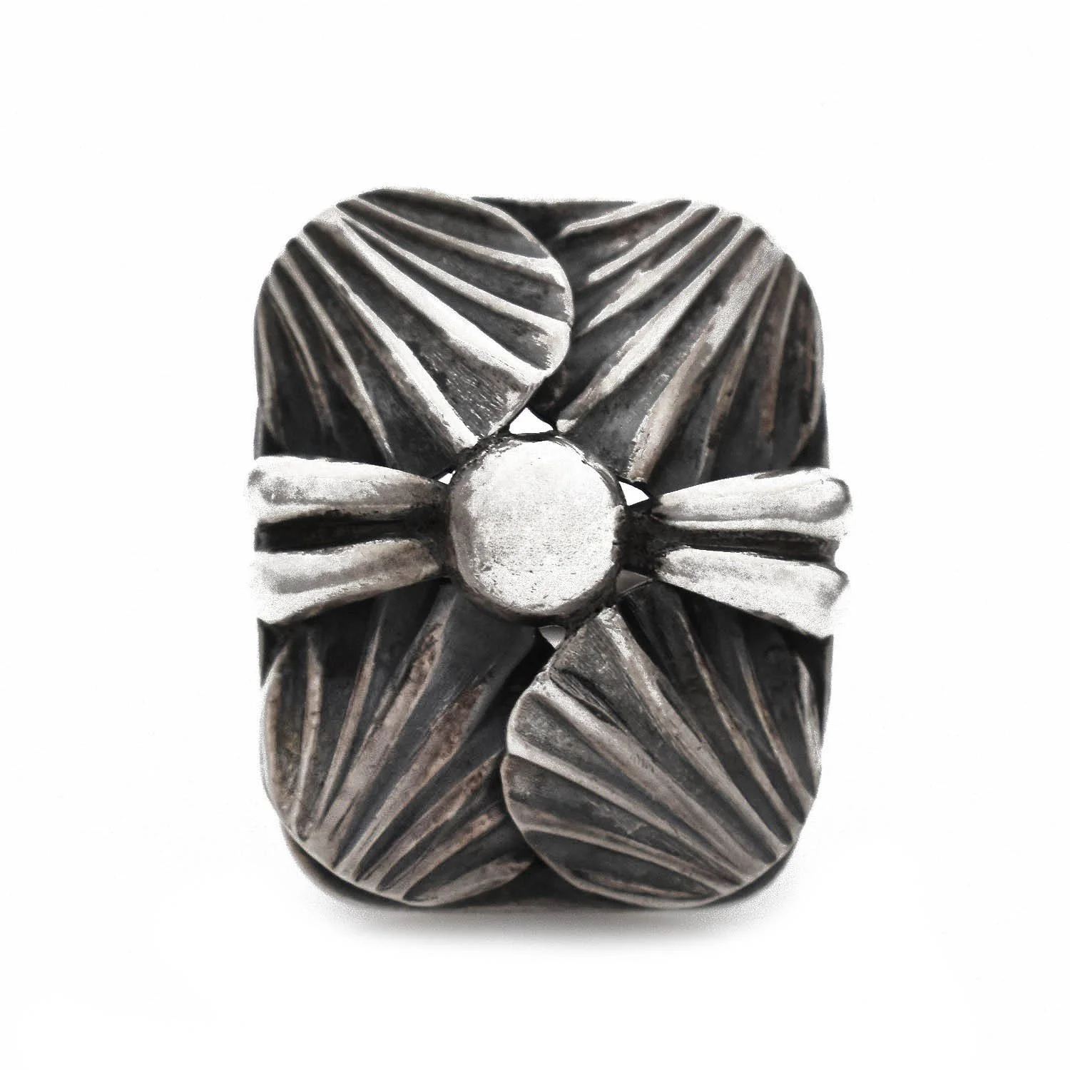 Rectangular Four Leaf Ring Sterling Silver