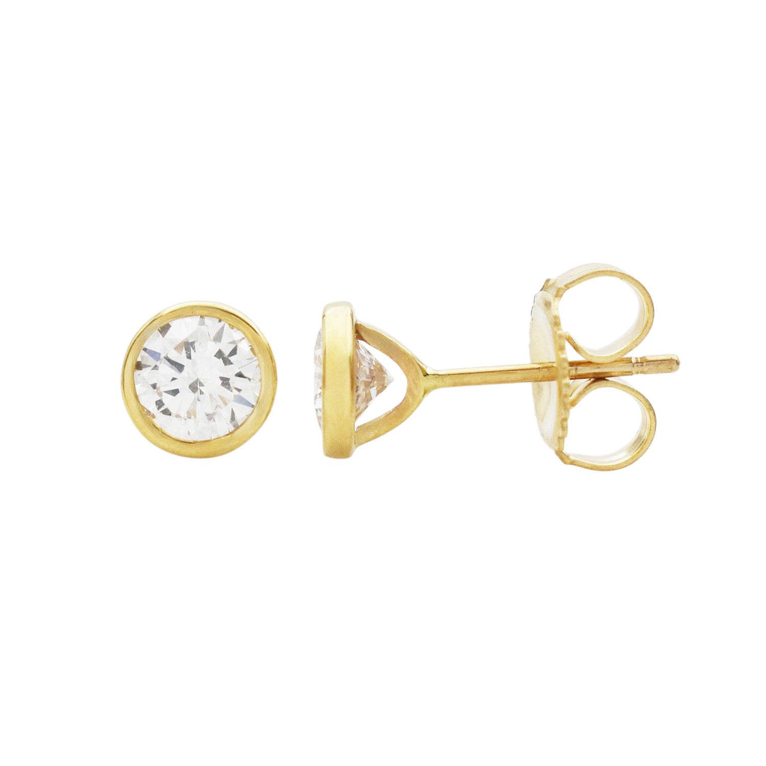 Bezel Set Diamond Stud Earrings 0.88CTTW