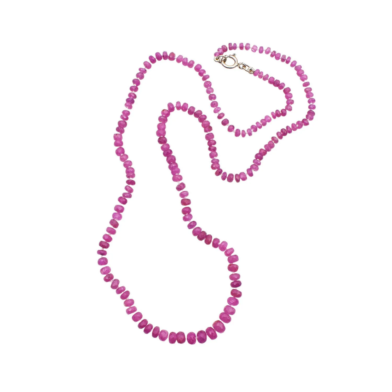 Natural Pink Sapphire Bead Necklace