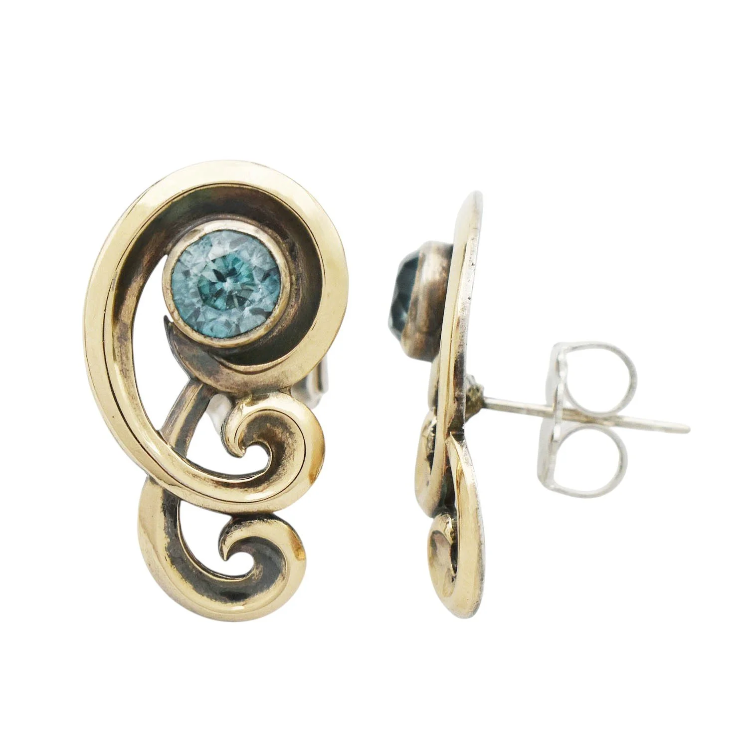 Blue Zircon Sterling Post Earrings