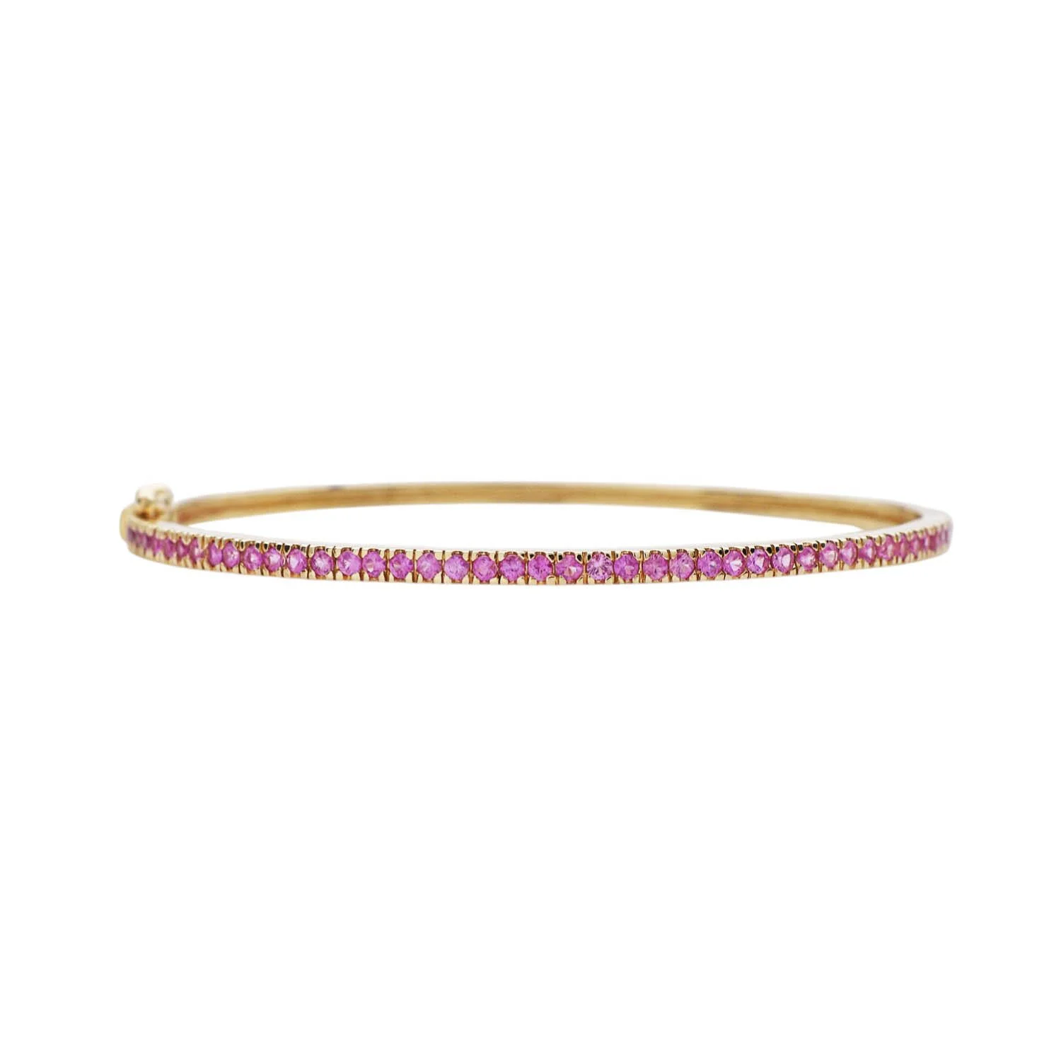 Pink Sapphire Hinged Bangle Bracelet Gold