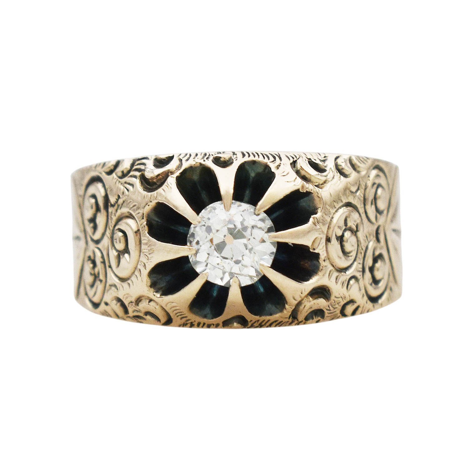 Victorian Diamond Wide Band Ring