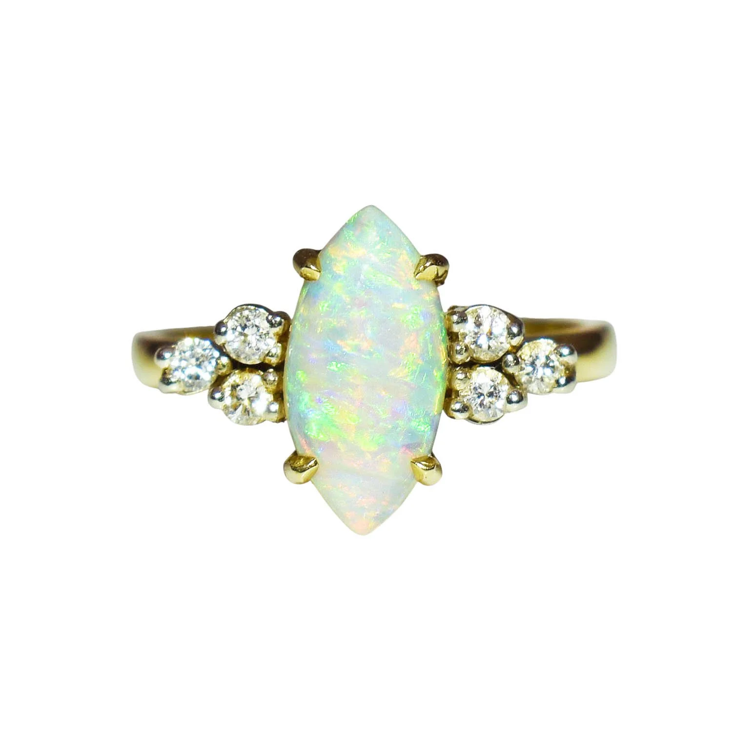 Marquise Opal Diamond Ring Gold