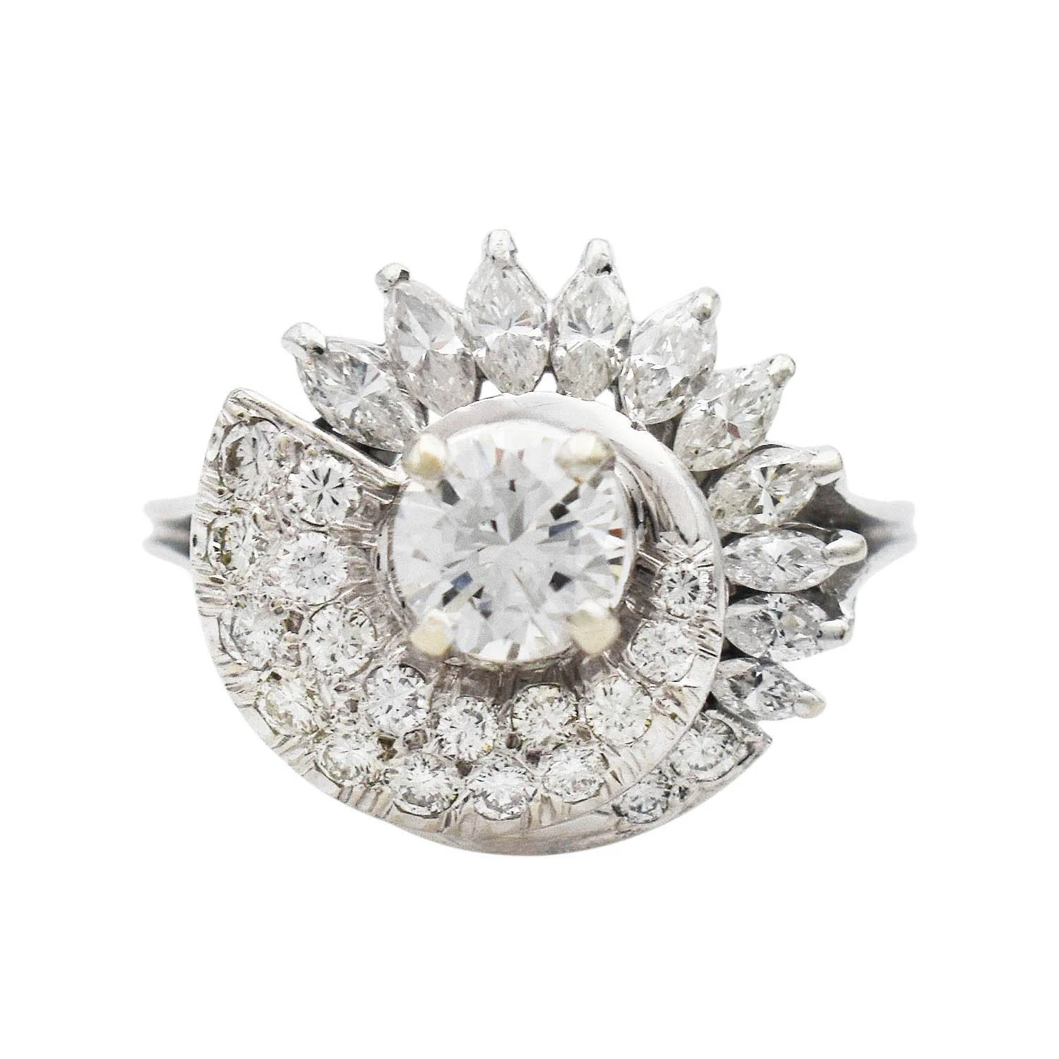 18K Diamond Swirl Cluster Ring