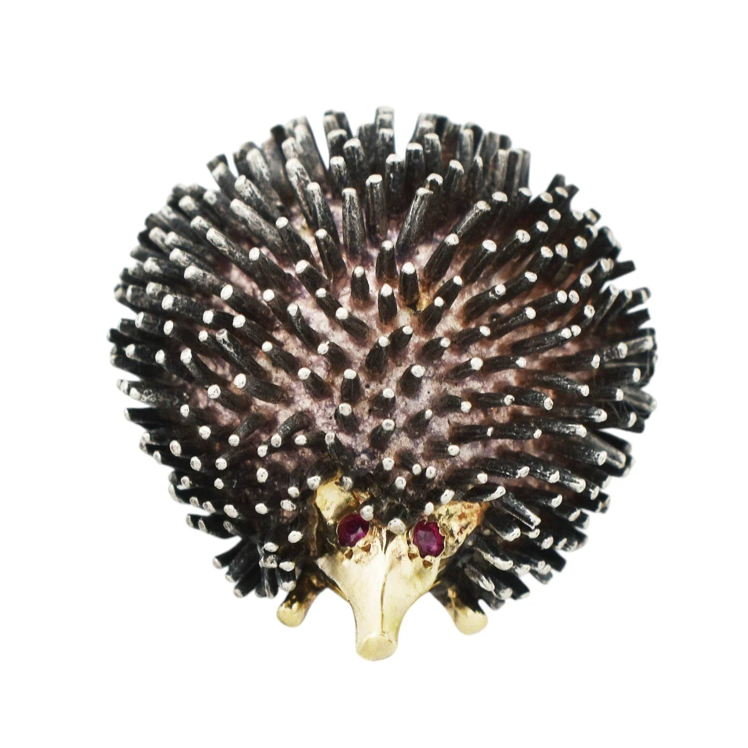 Vintage 14k and Silver Hedgehog Pin