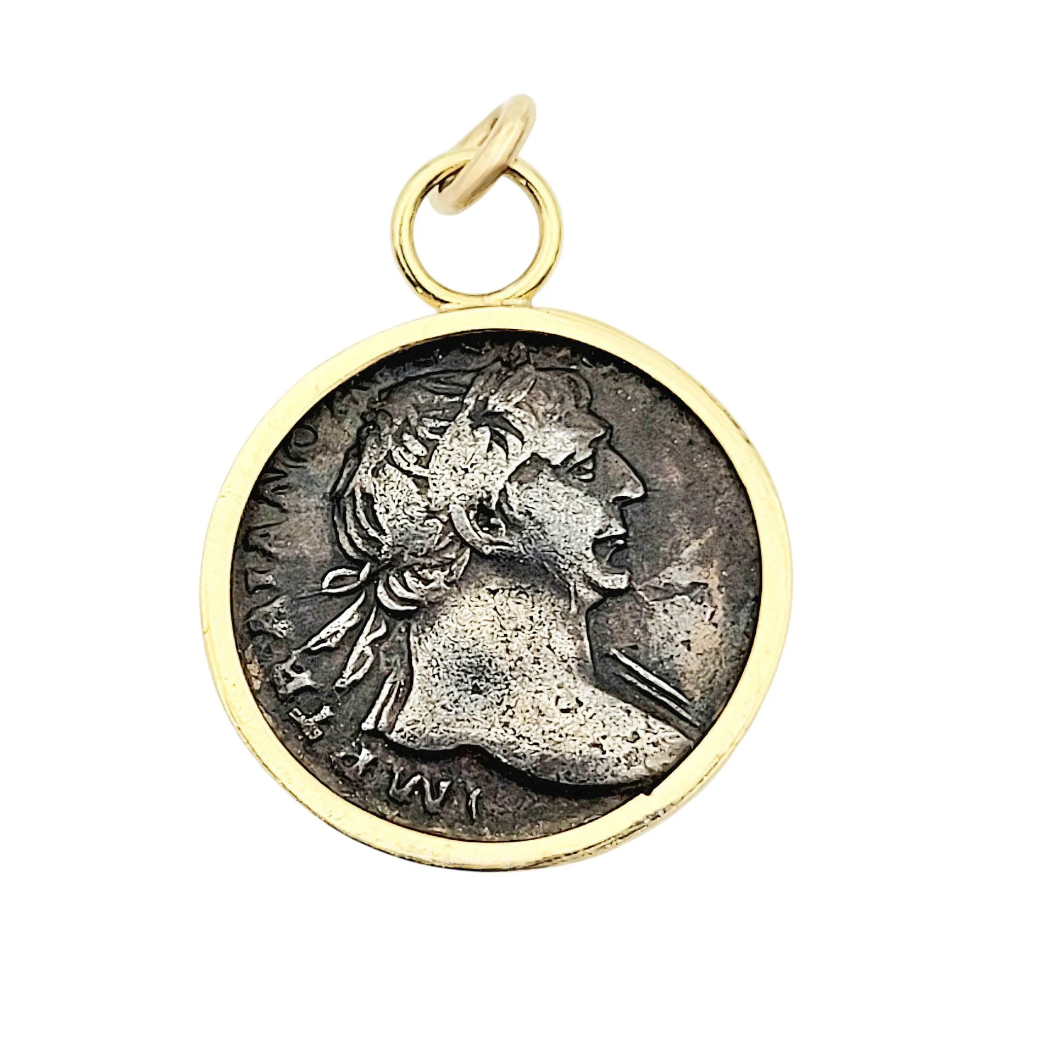 Antiochus VIII Ancient Coin Pendant Gold Bezel