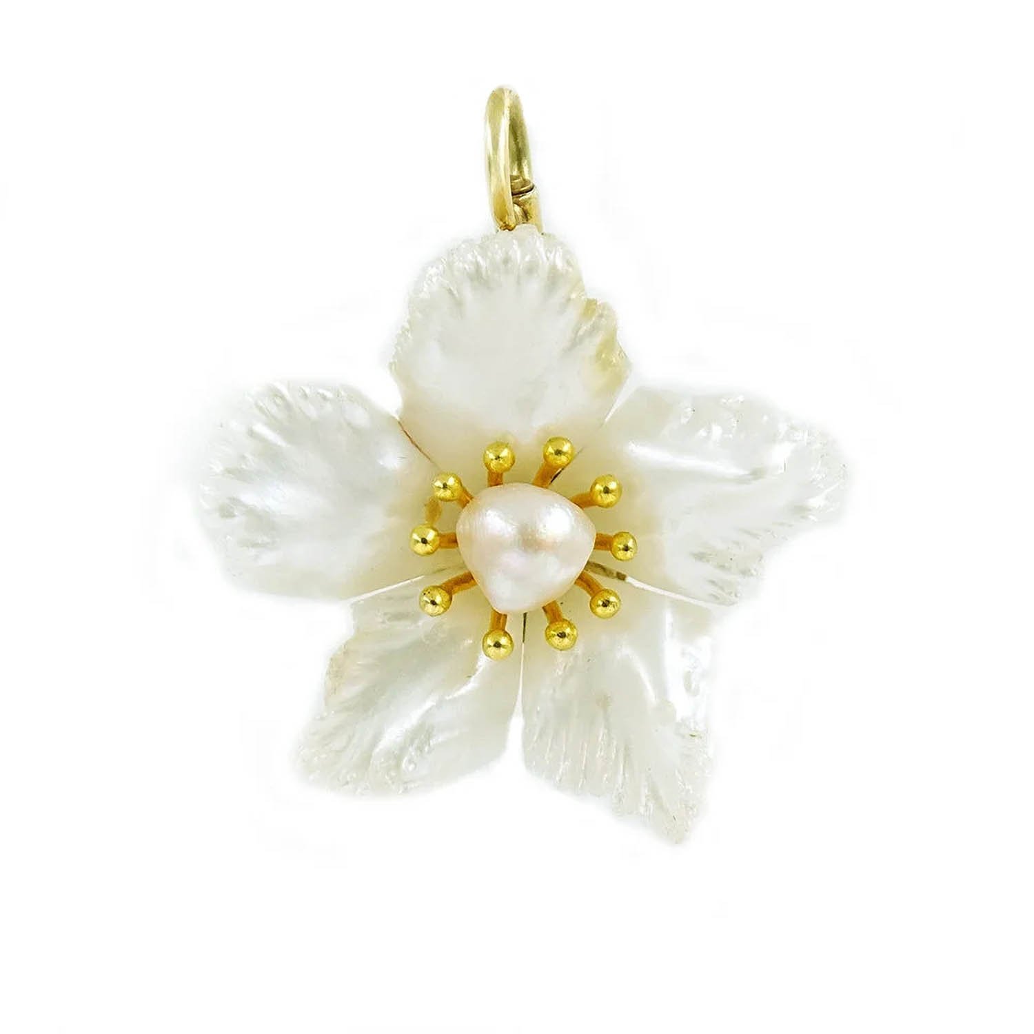 Freshwater Pearl Flower Gold Pendant
