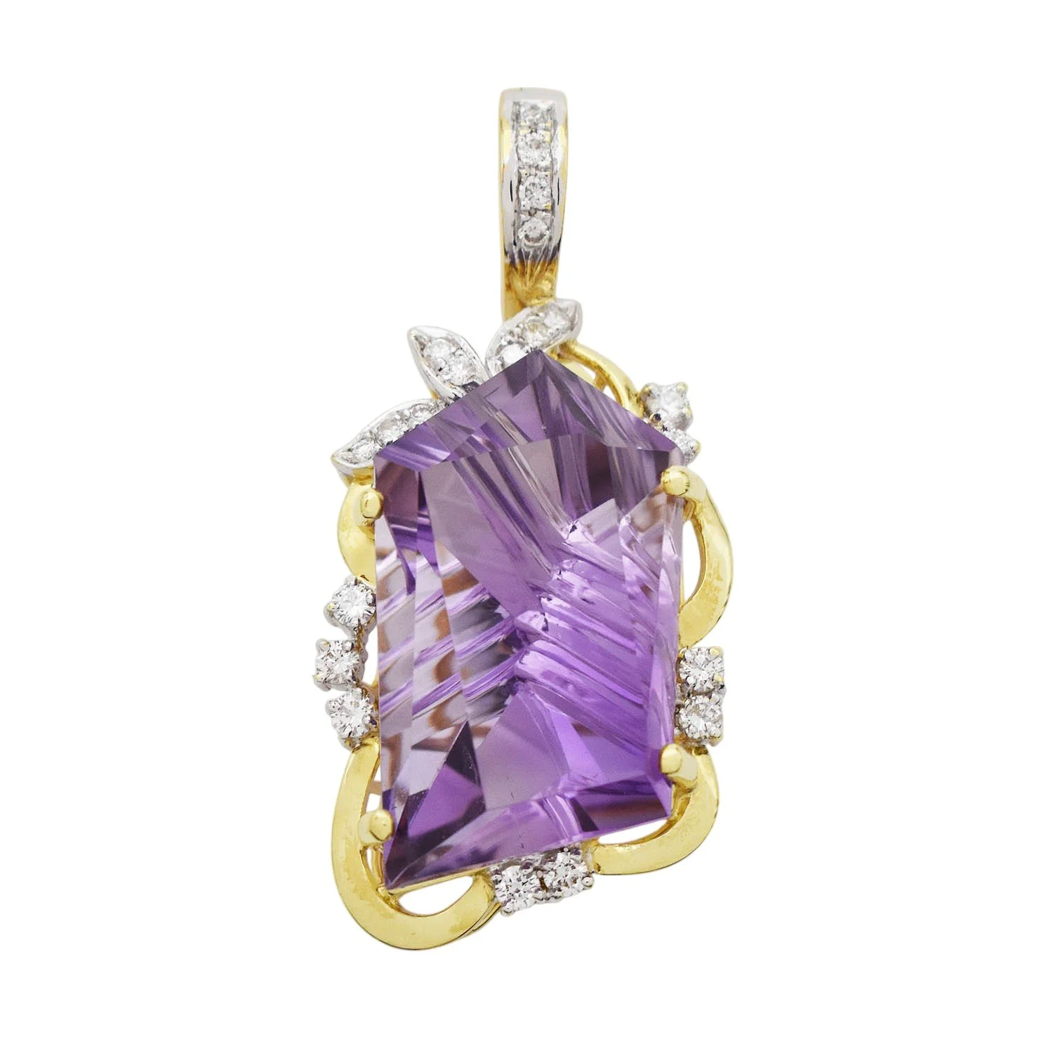 Amethyst Diamond Gold Pendant Enhancer