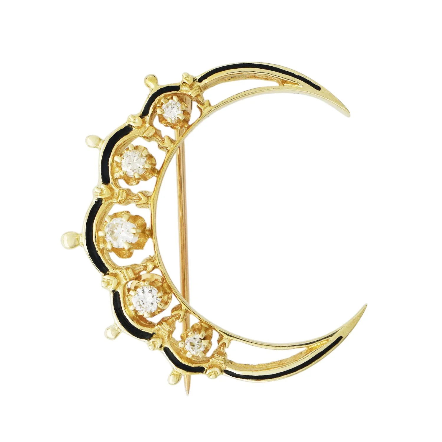 Victorian Style Diamond Crescent Moon Pendant